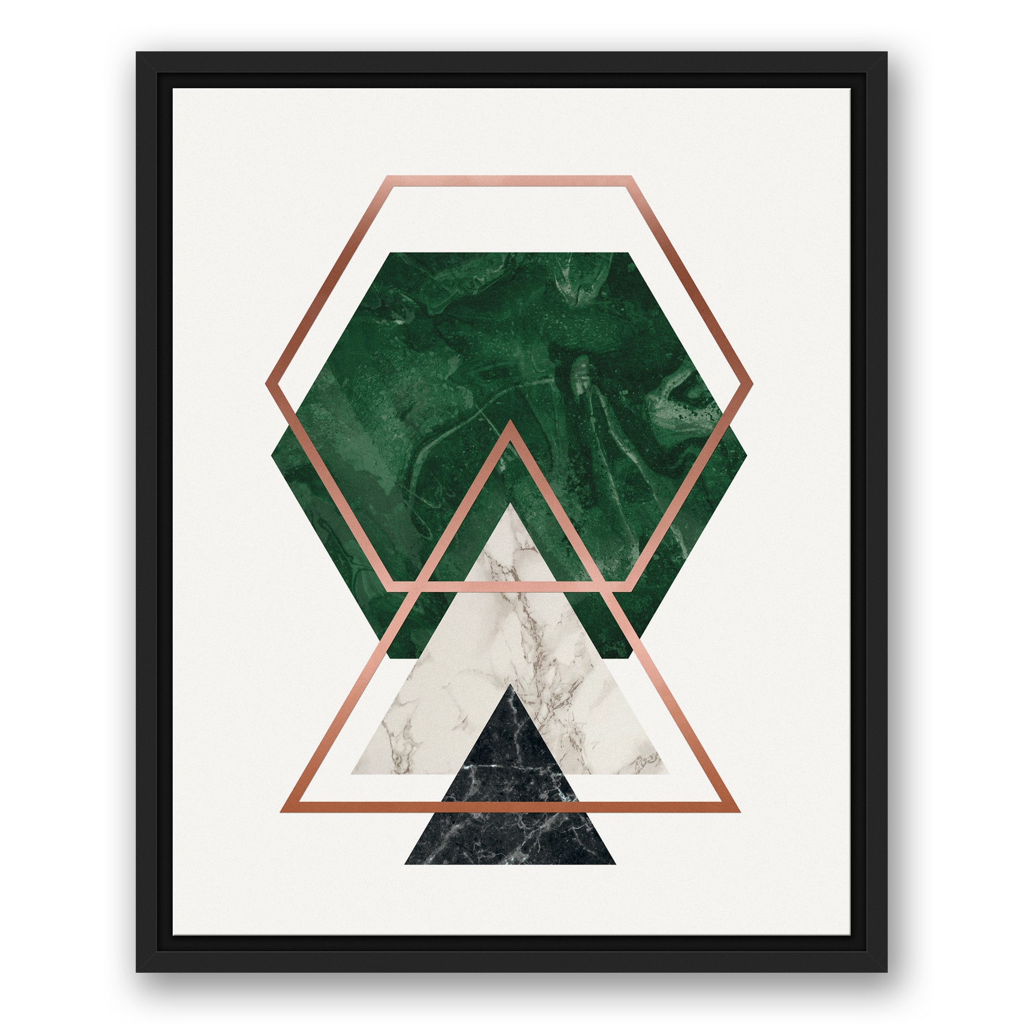 Marble Geo 16x20 Black Floating Framed Canvas