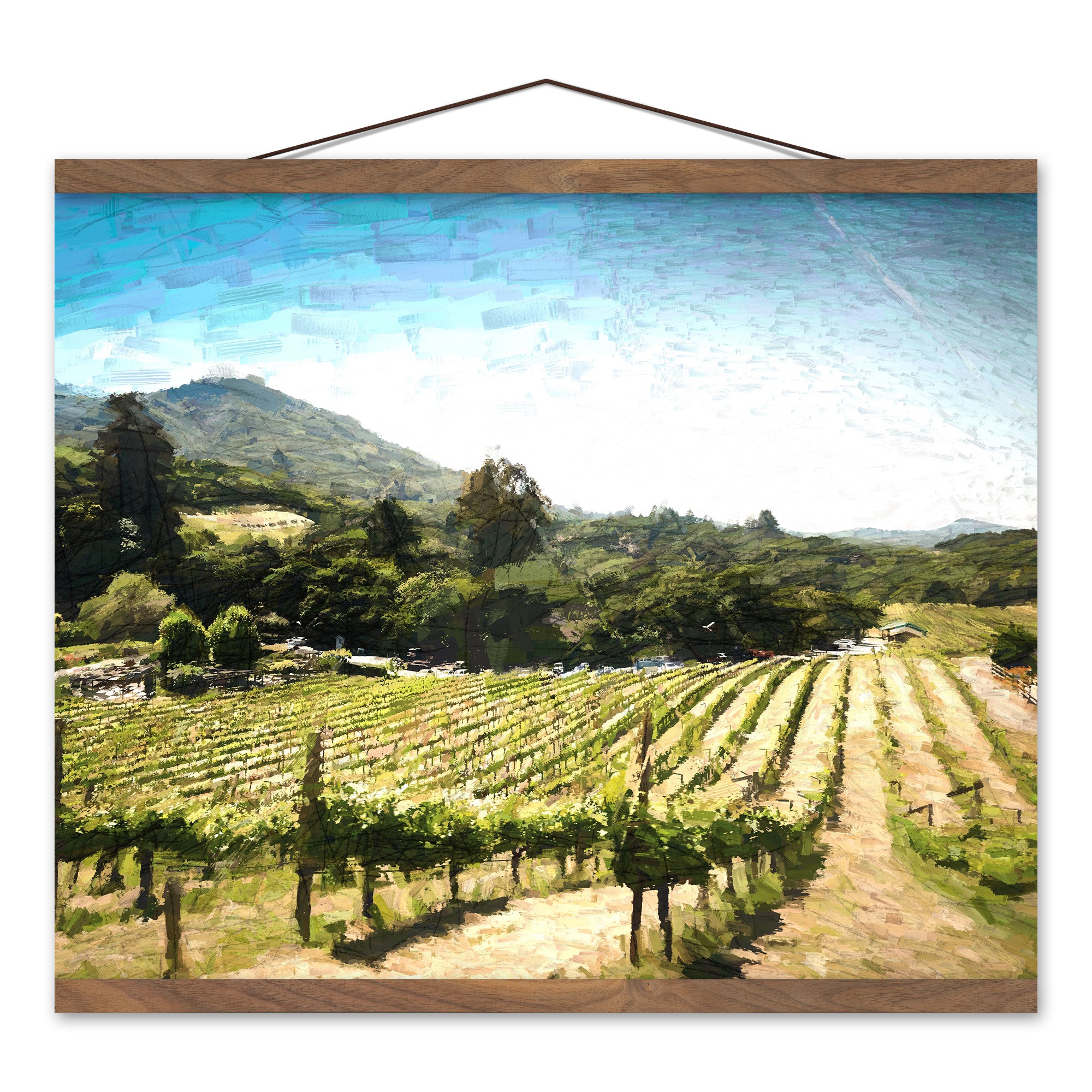 Green Vineyard Paint 16x20 Teak Hanging Canvas