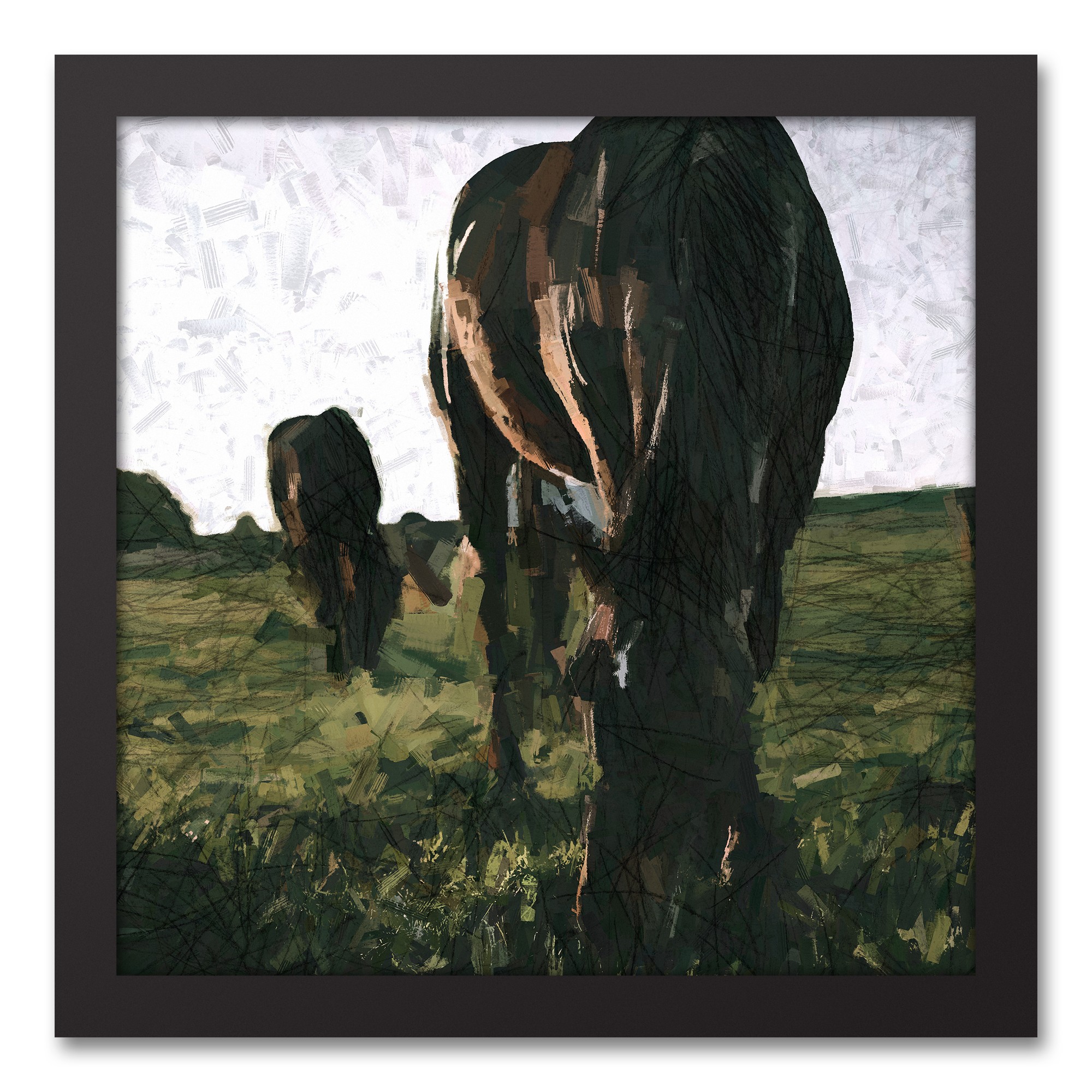 High Contrast Horse 12x12 Black Framed Canvas