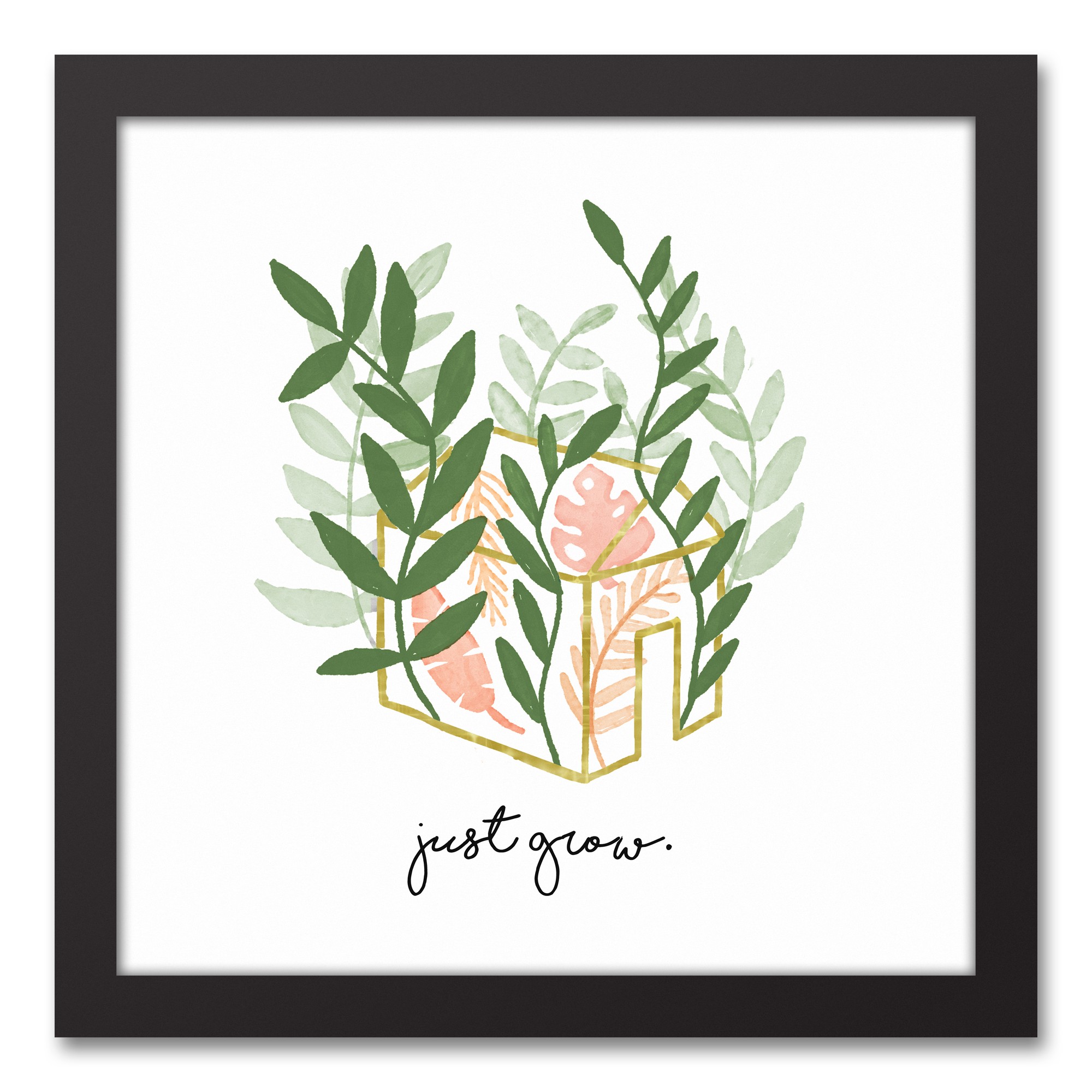 Just Grow Greenhouse 12x12 Black Framed Canvas