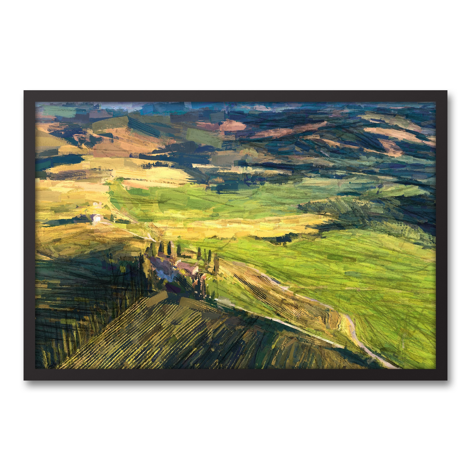 Abstract Landscape 30x20 Black Framed Canvas