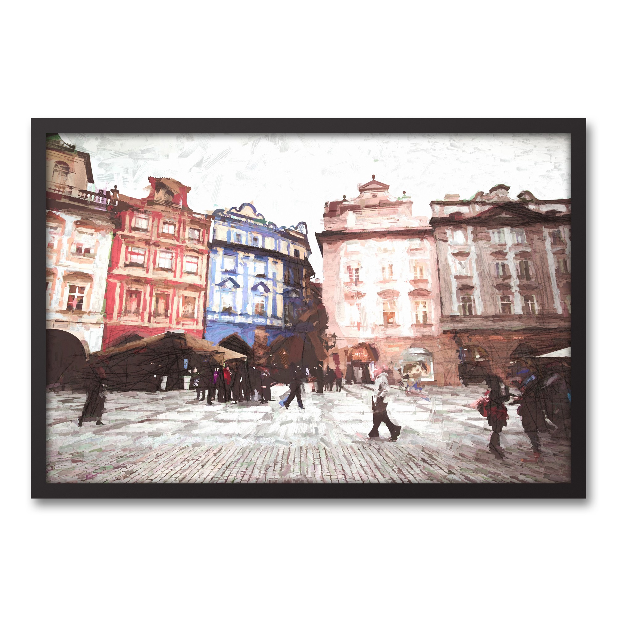 Italian Square 30x20 Black Framed Canvas