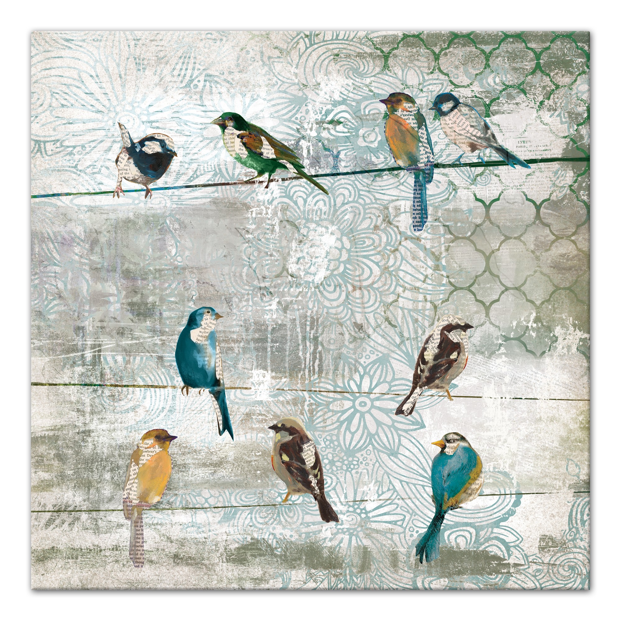 In Birdtween The Lines 36x36 Canvas Wall Art
