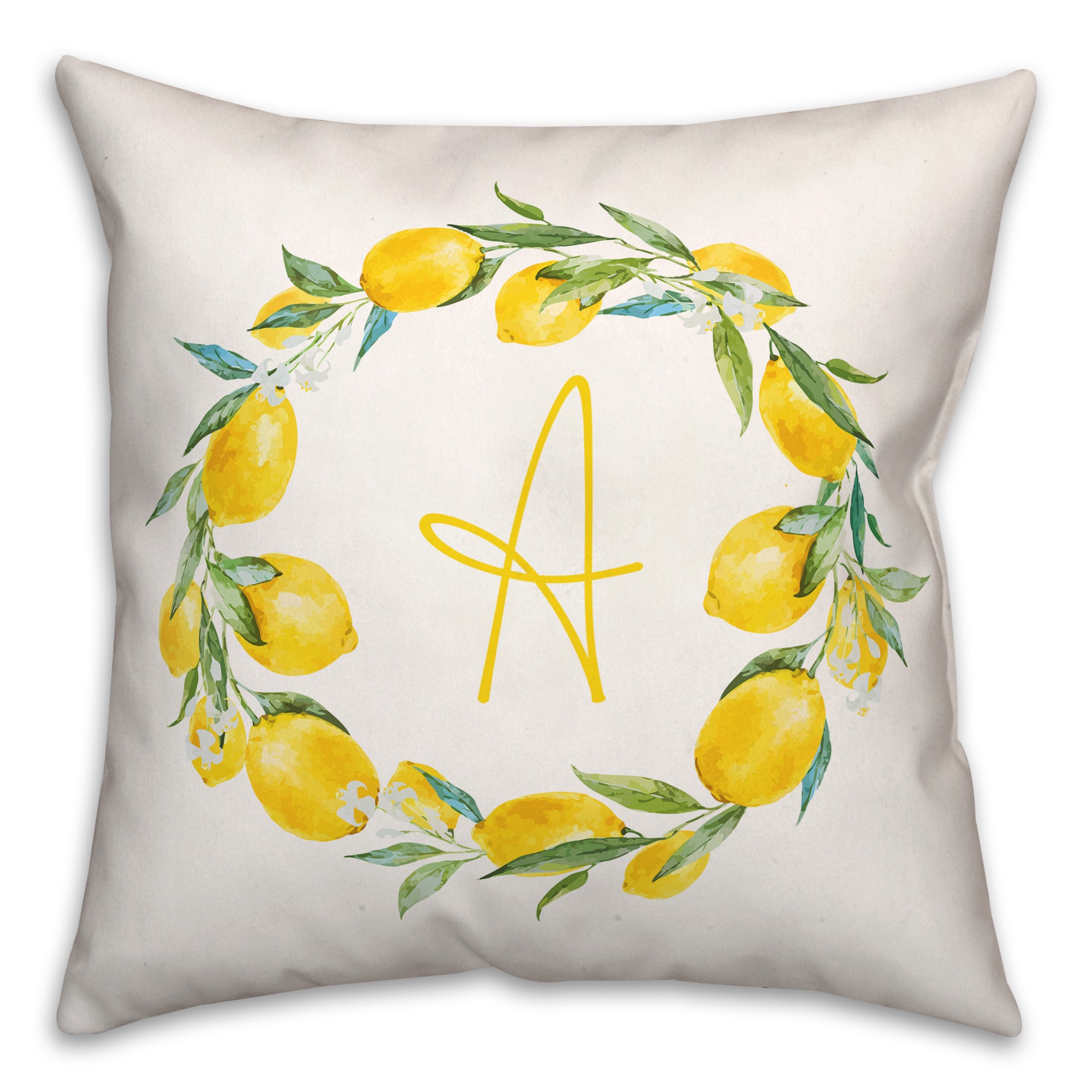 Lemon Monogram 18x18 Personalized Spun Poly Pillow