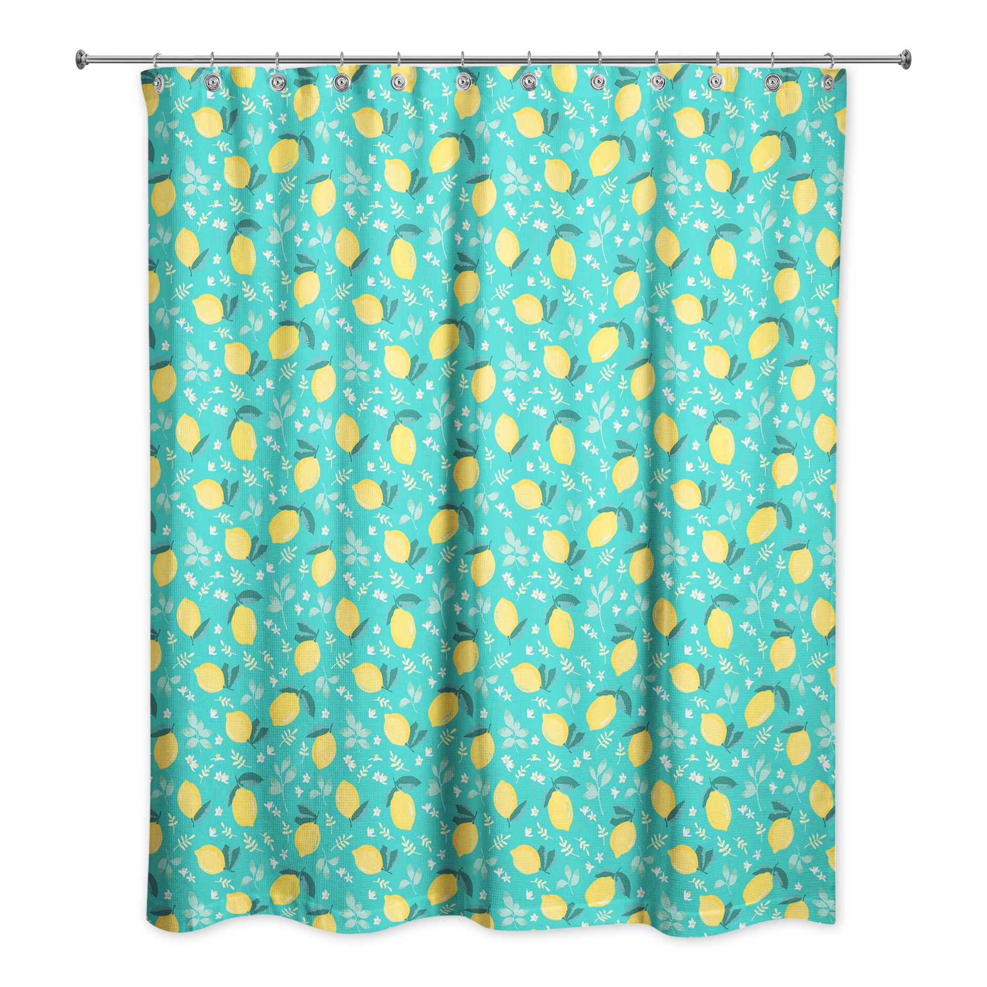 Lemon Teal 71x74 Shower Curtain