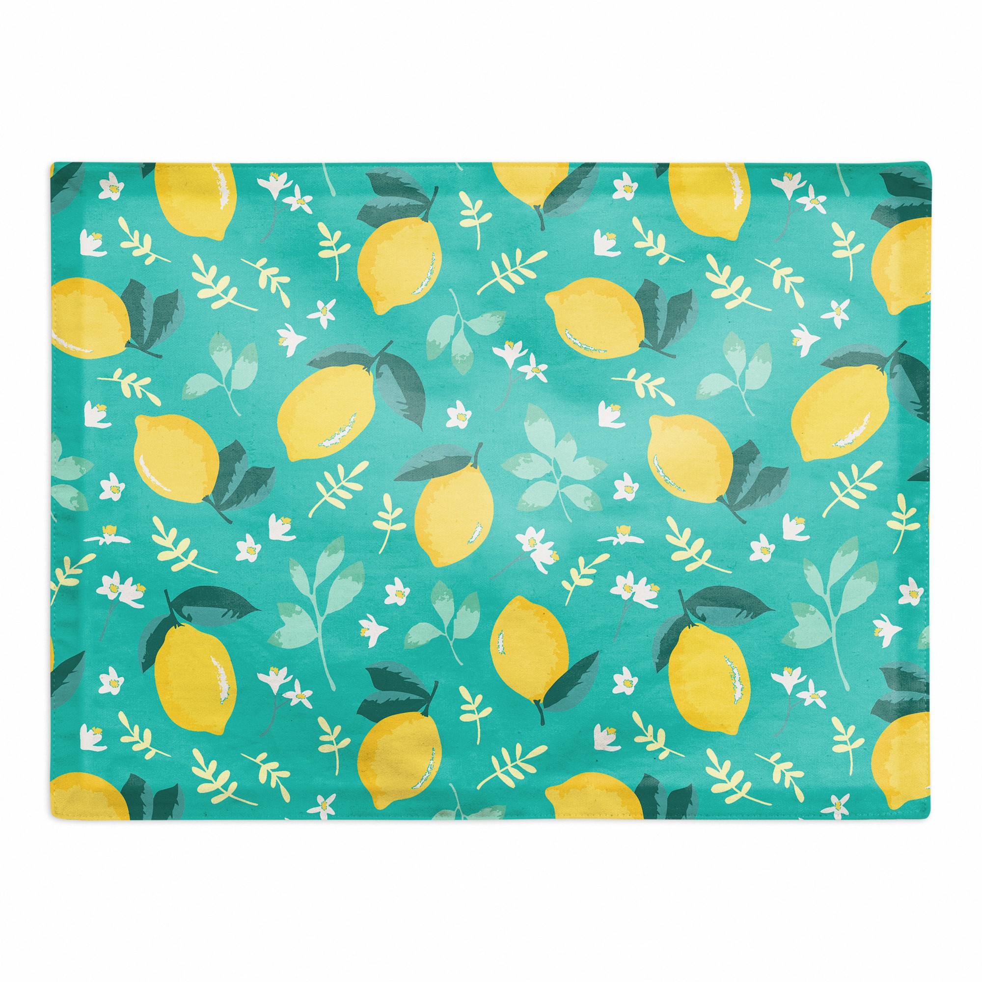 Lemon Teal 18x14 Poly Twill Placemat