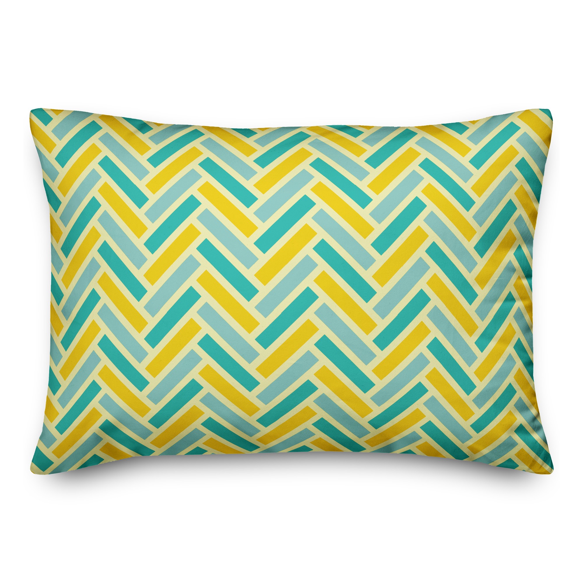 Yellow Blue Herringbone 14x20 Spun Poly Pillow