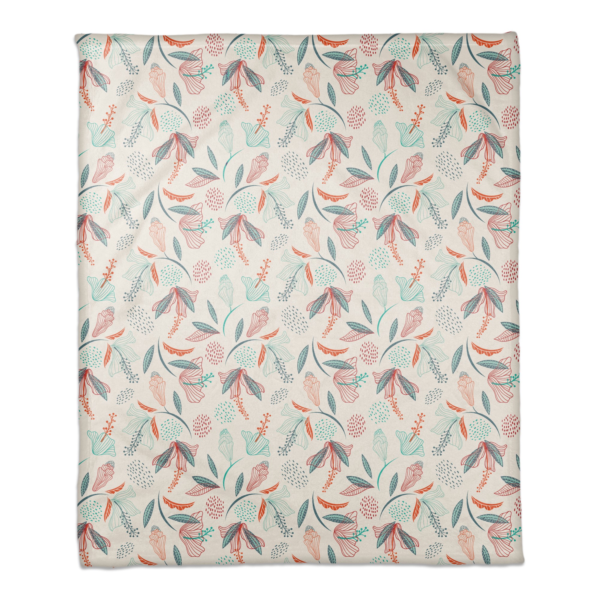 Linear Abstract Floral 50x60 Coral Fleece Blanket