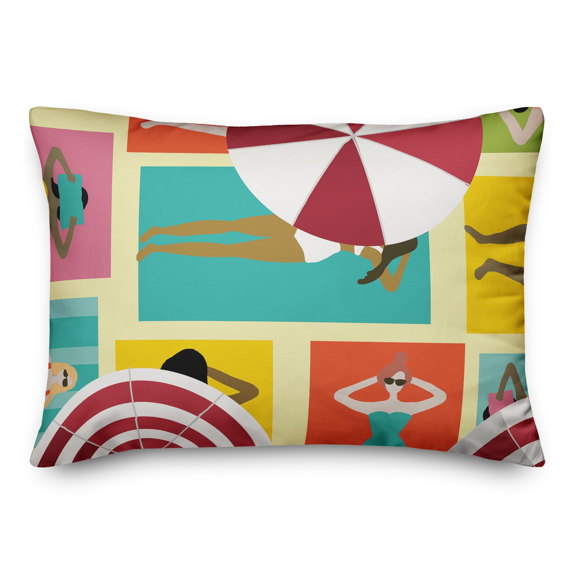 Retro Aerial Beach View 14x20 Spun Poly Pillow