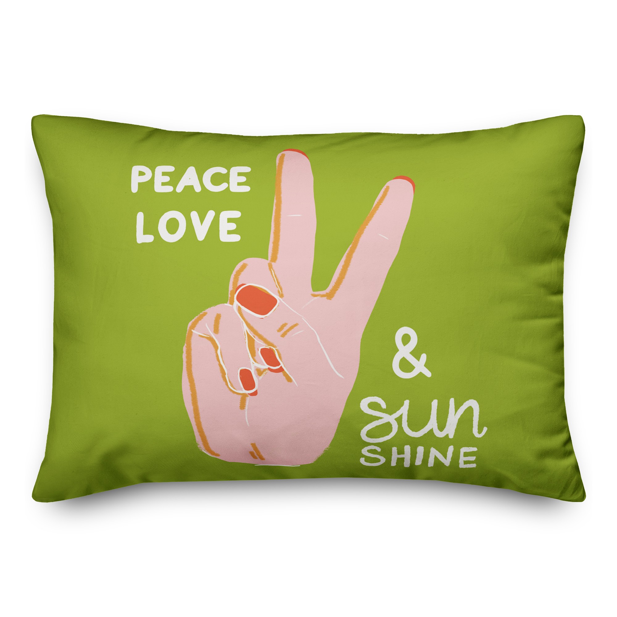 Peace Love Sunshine Green 14x20 Spun Poly Pillow