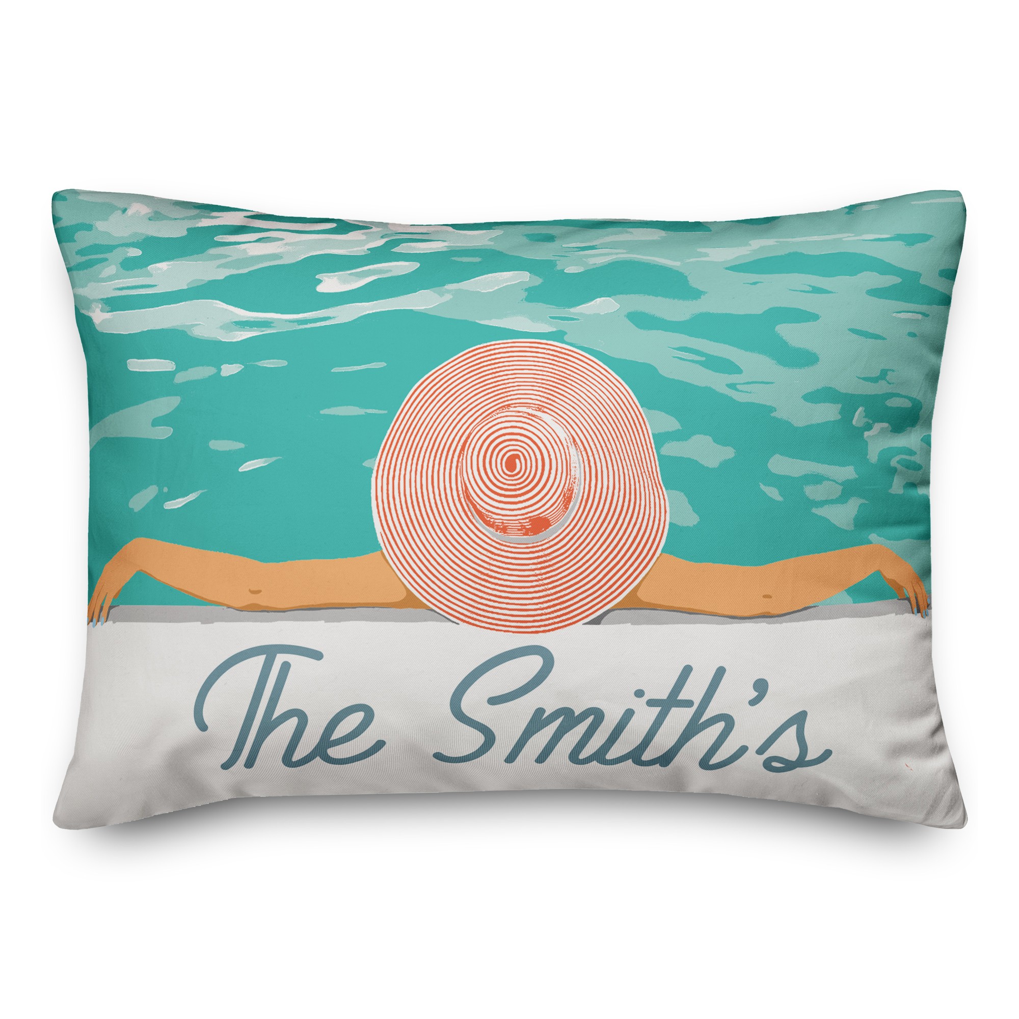 Family Pool 14x20 Personalized Spun Poly Pillow