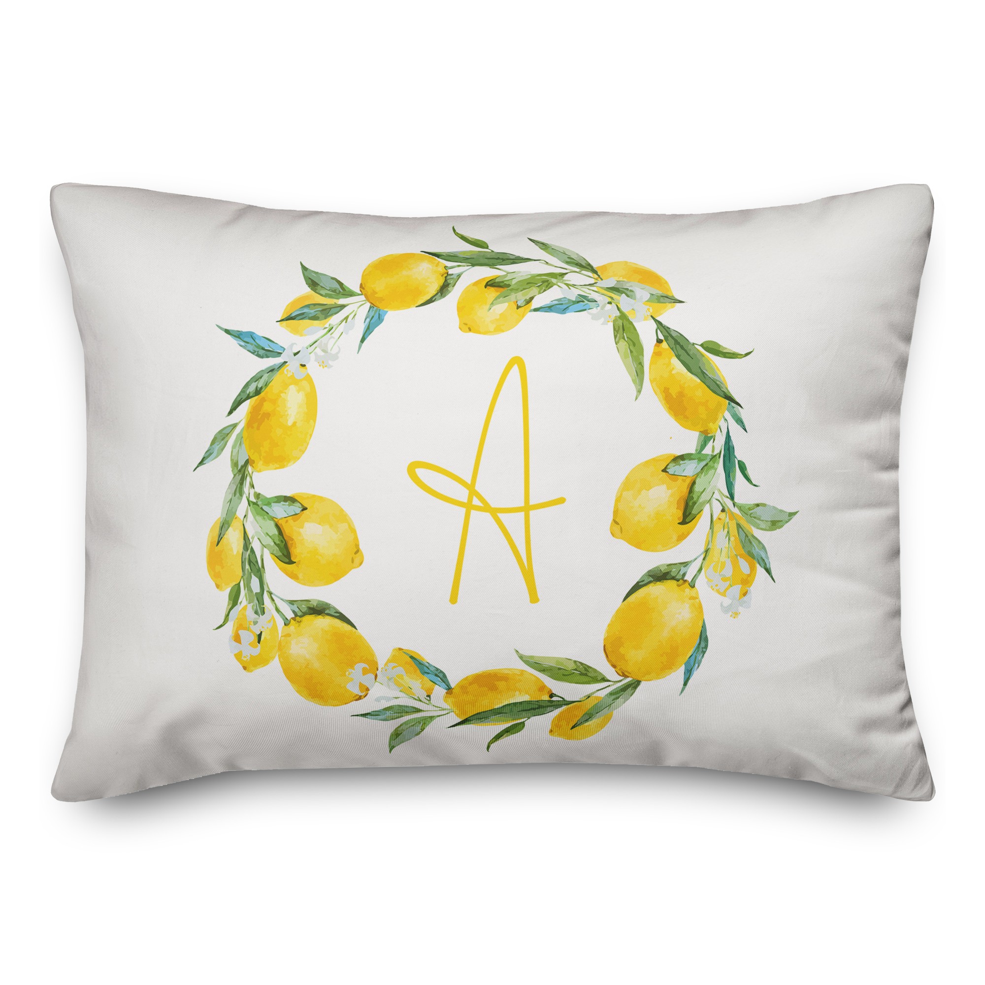 Lemon Monogram 14x20 Personalized Spun Poly Pillow