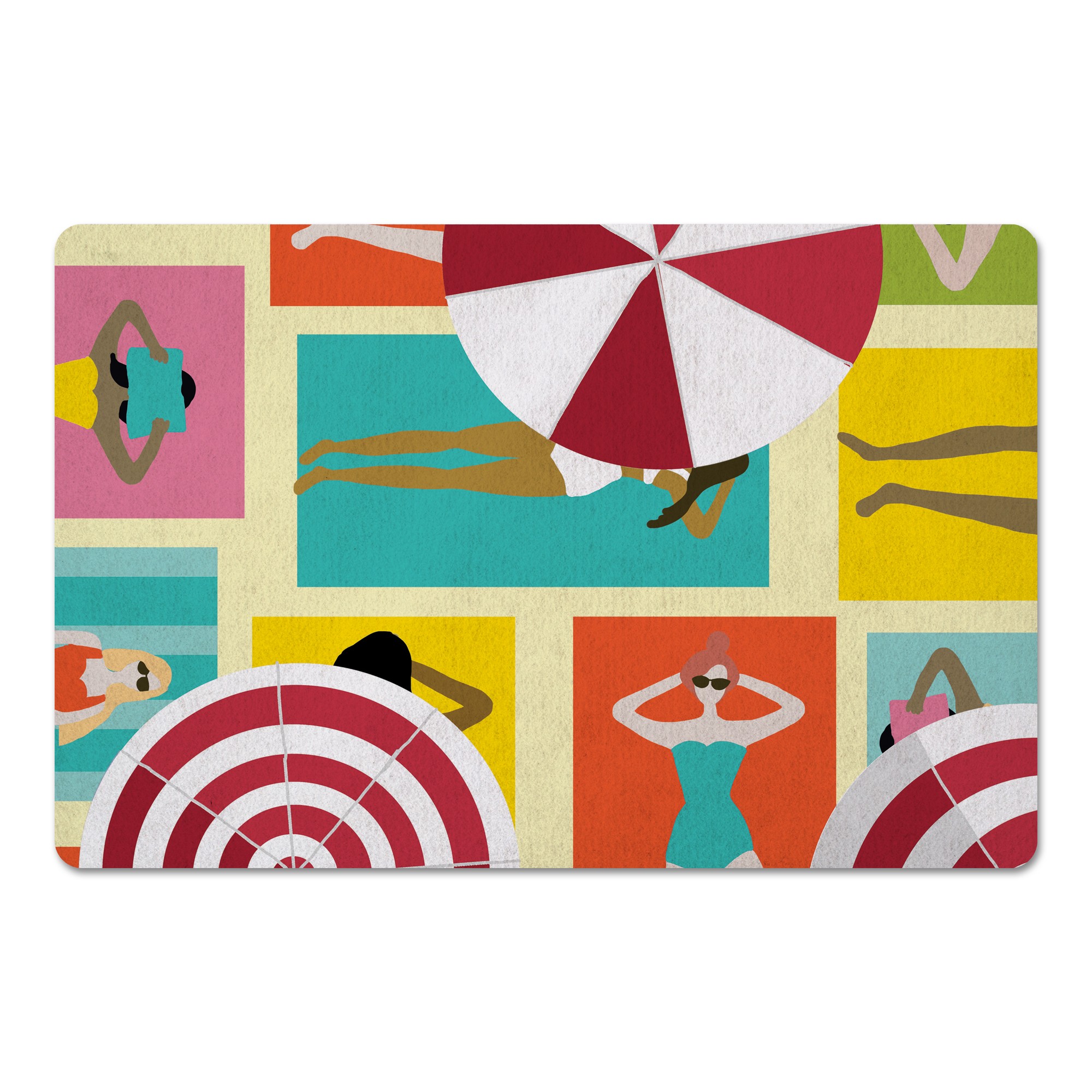 Retro Aerial Beach View Bright 27x18 Floor Mat