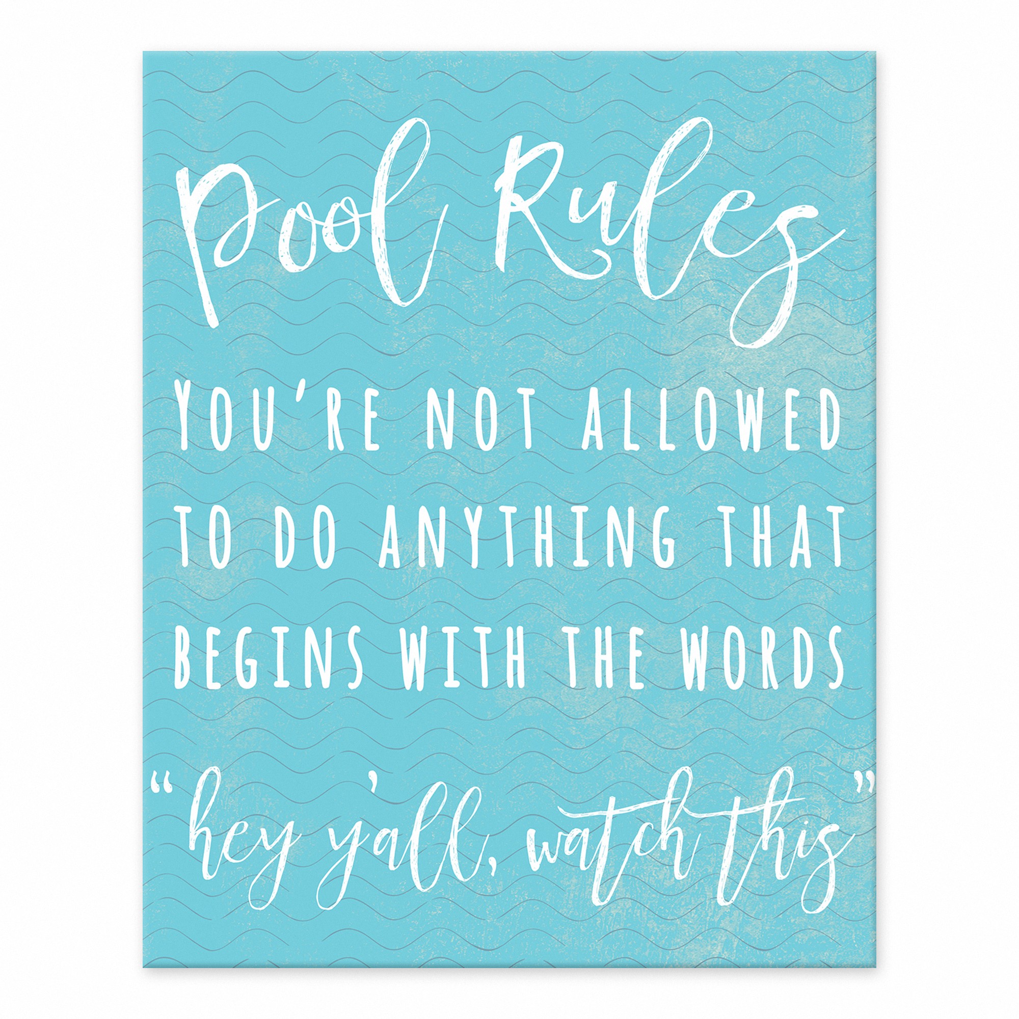 Pool Rules Waves 8x10 Tabletop Canvas