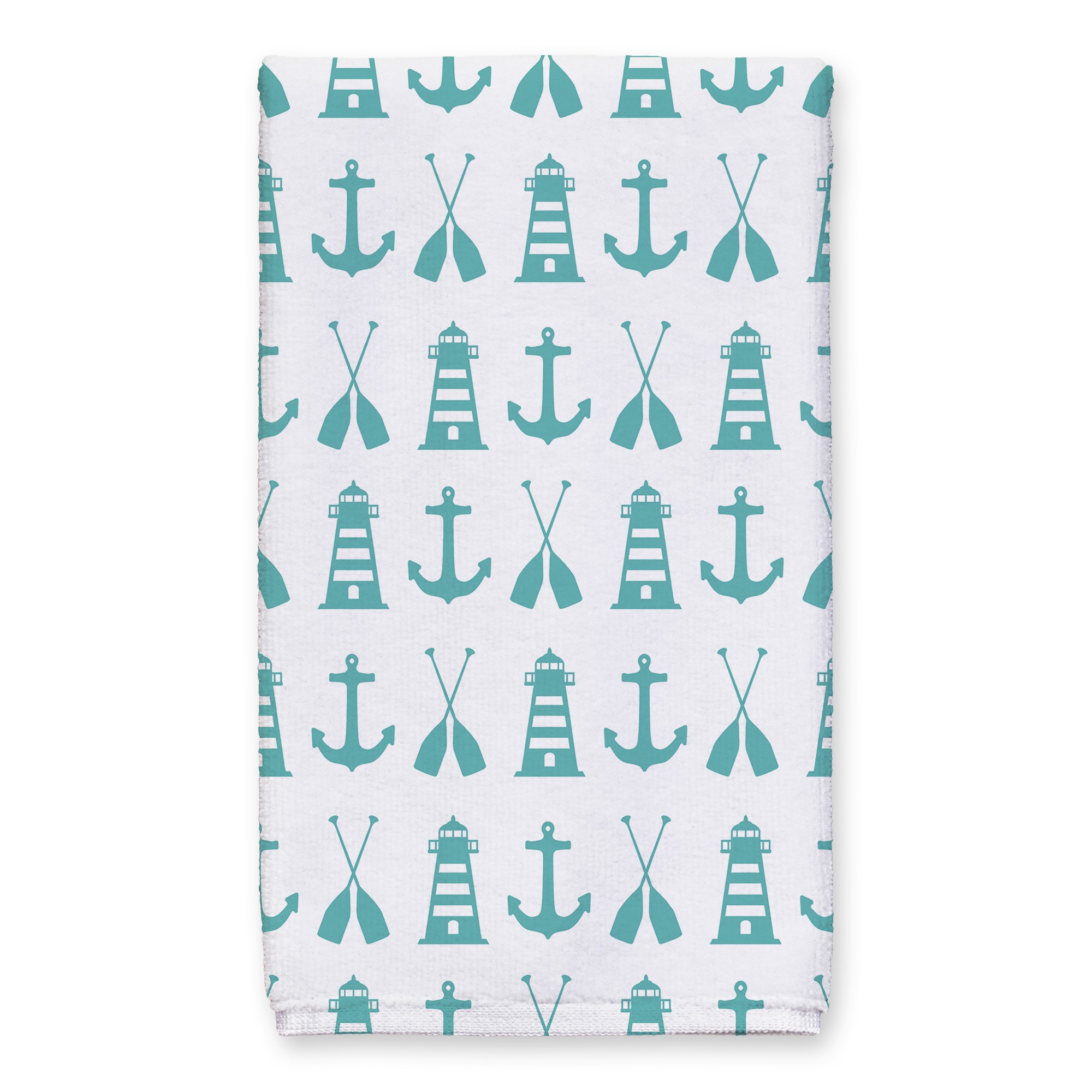 Nautical Icons Teal Tea Towel