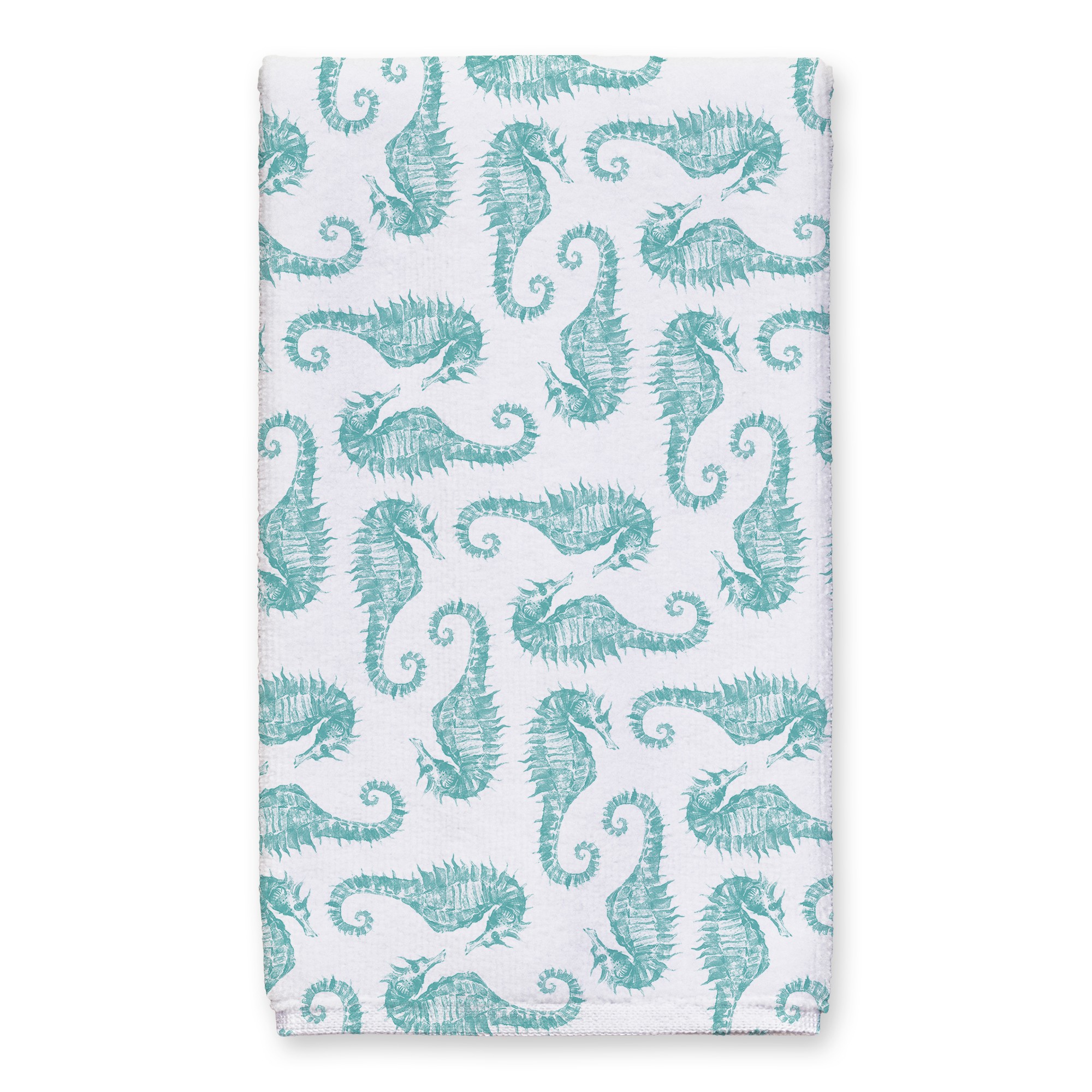 Watercolor Seahorse  Teal Tea Towel