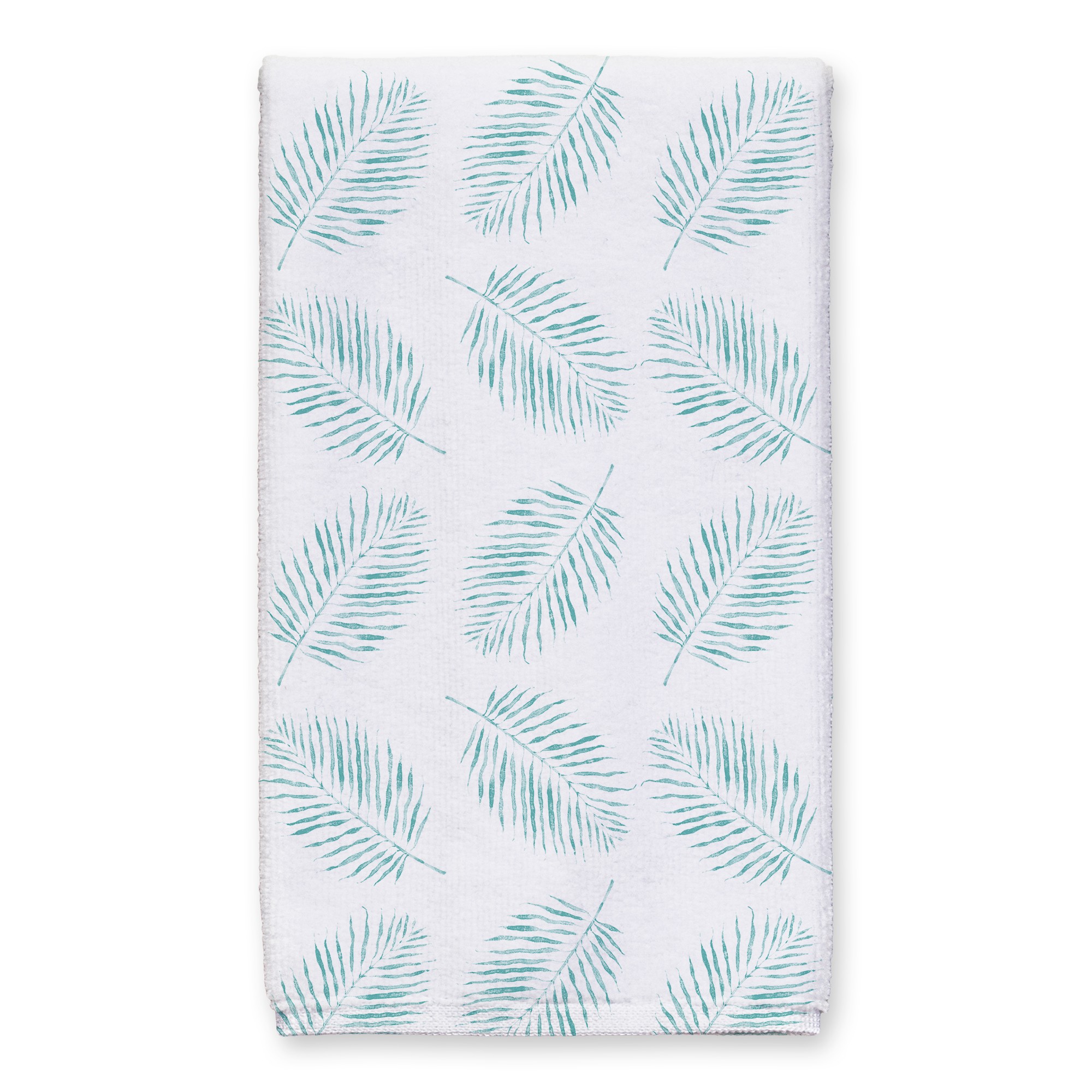 Watercolor Fern Teal Tea Towel