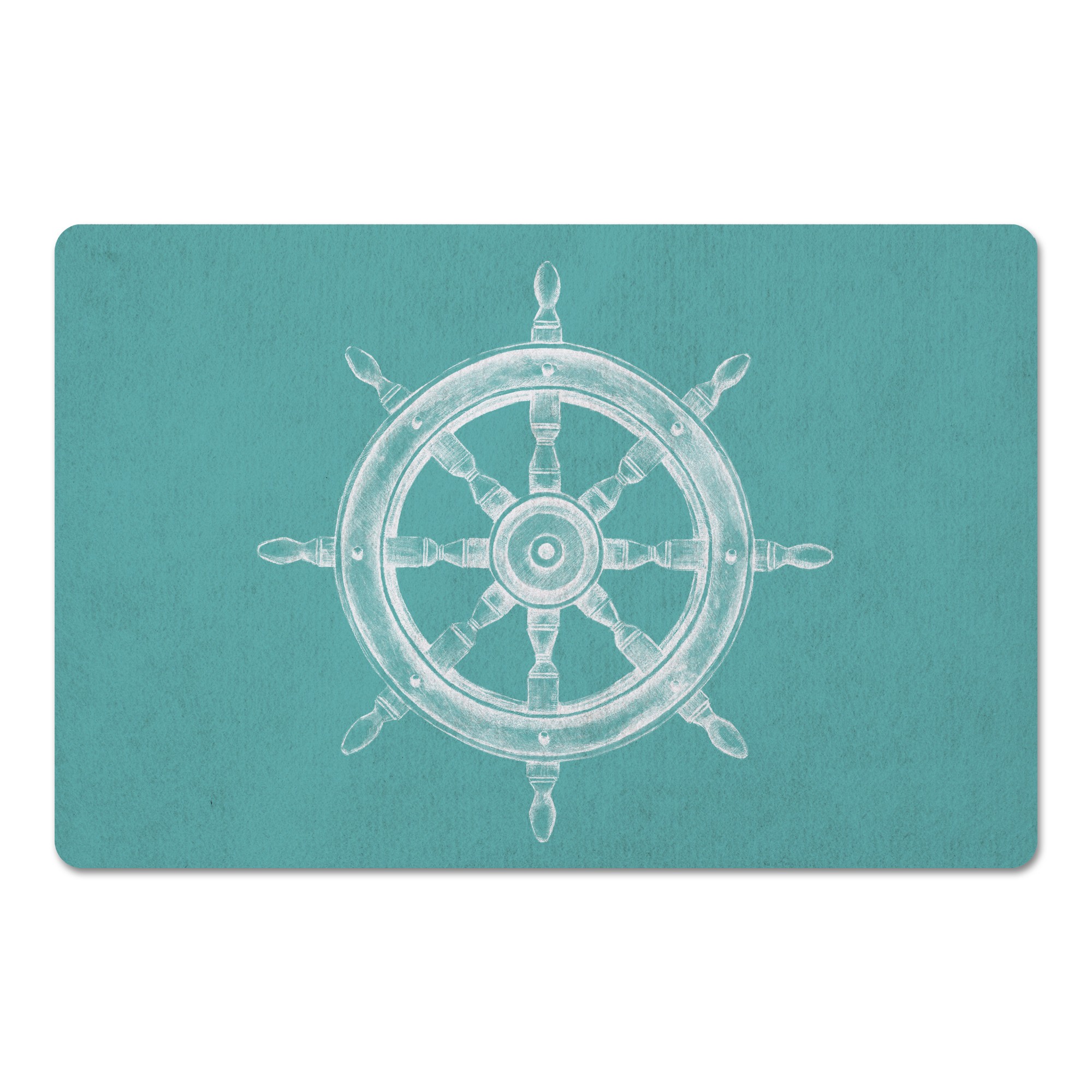 Boat Wheel On Teal Textiles