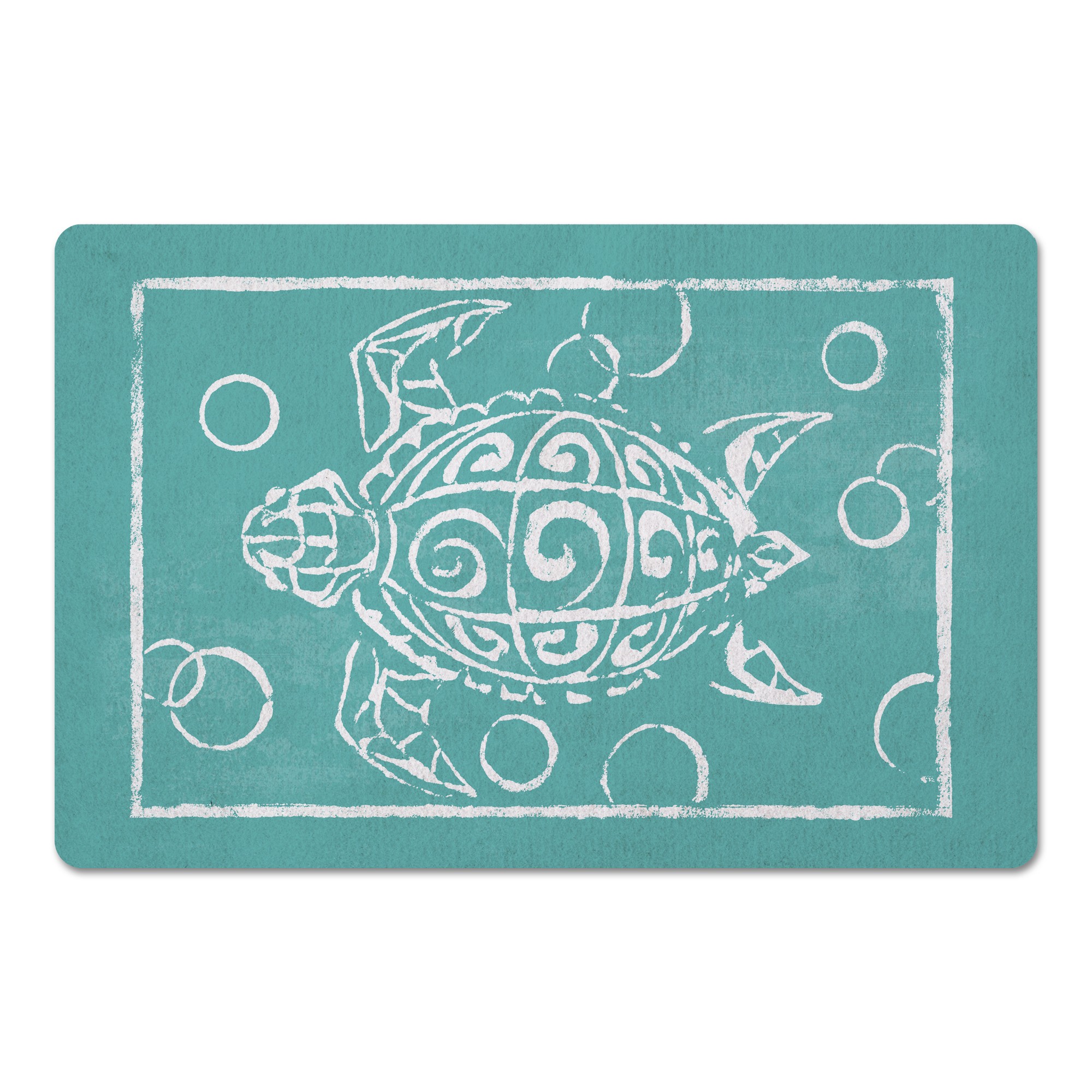 Sea Turtle Stamp Teal Textiles