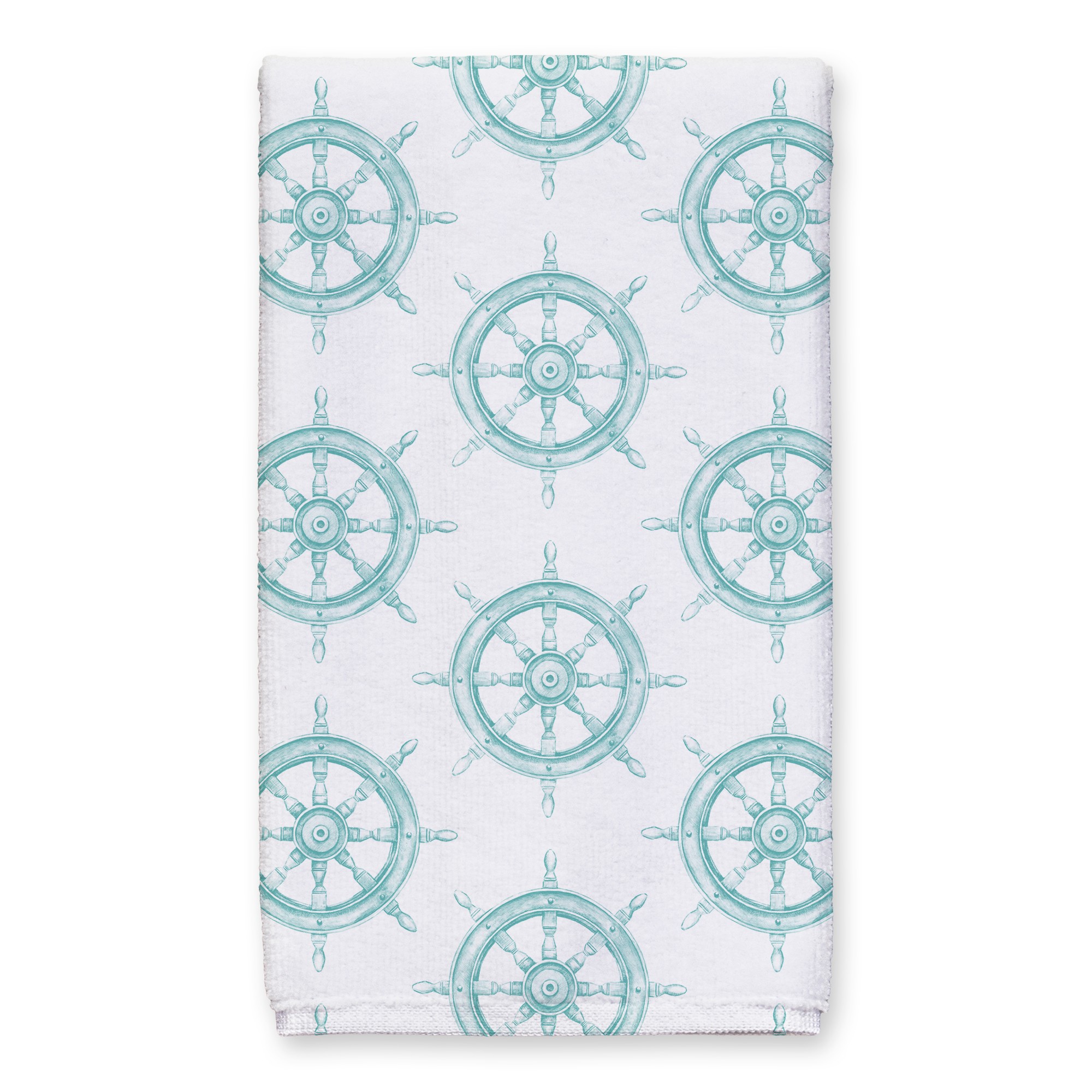 Boat Wheel Teal Tea Towel