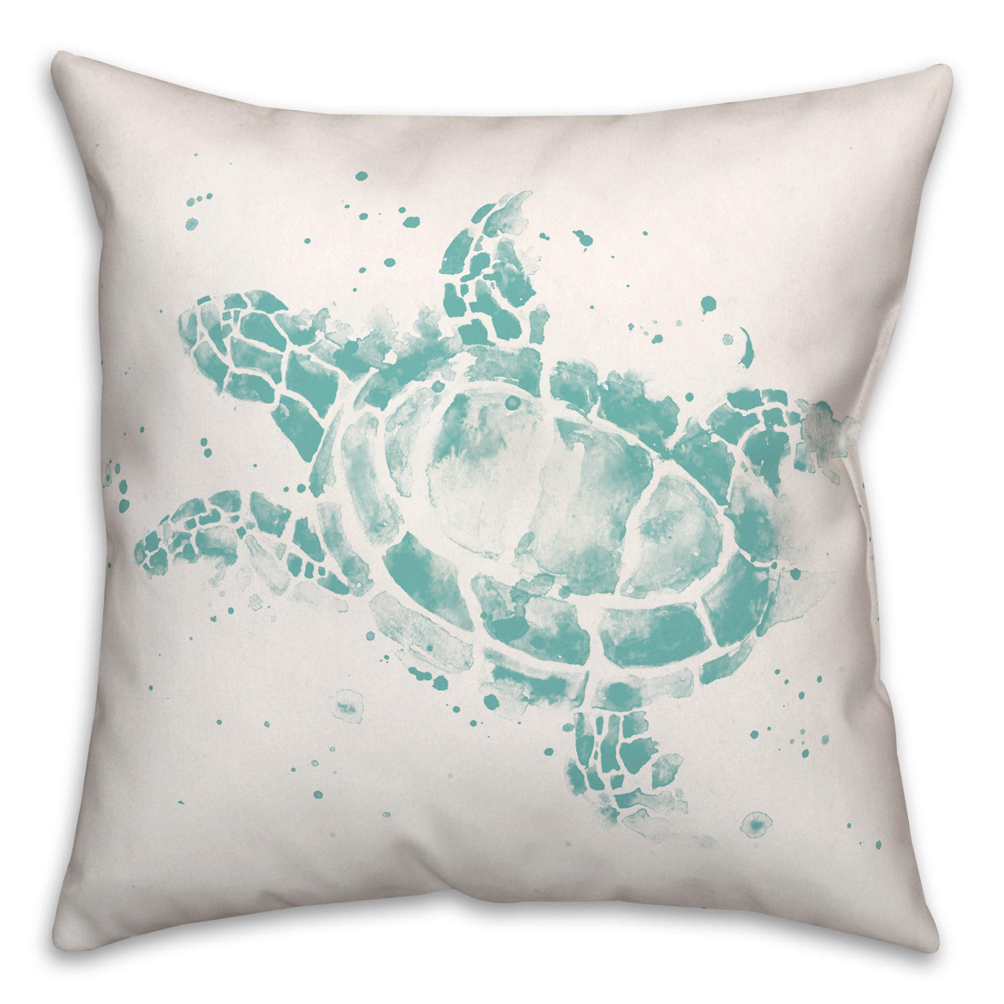 Splatter Sea Turtle Teal Pillow