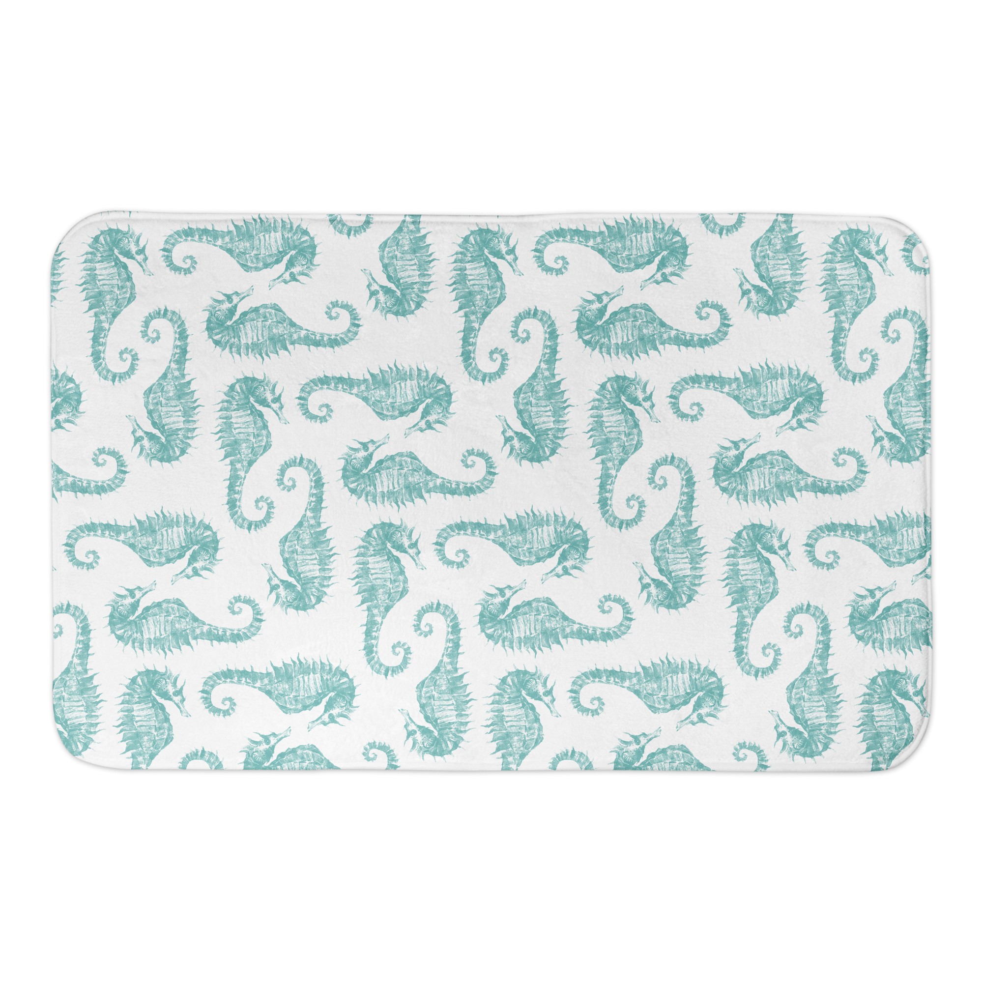 Watercolor Seahorse Bath Mat