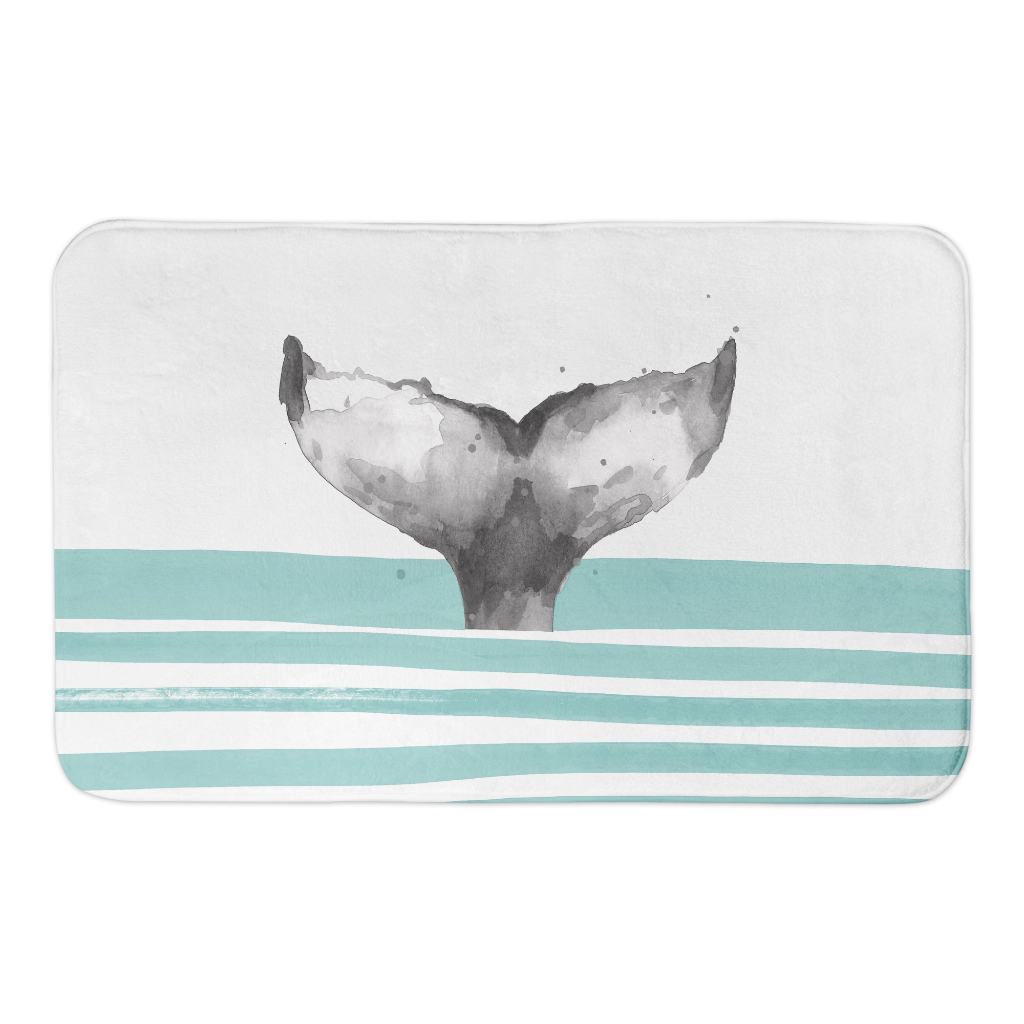 Whale Tail Stripes Bath Mat