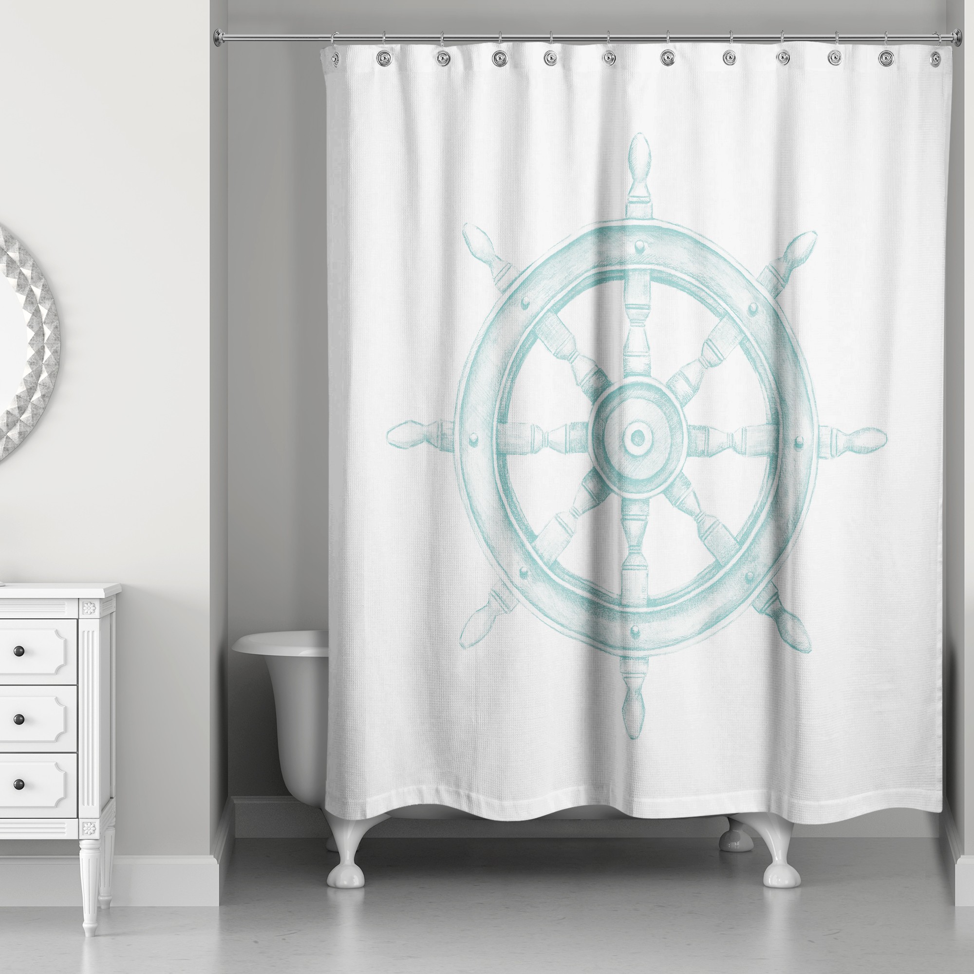 Boat Wheel Shower Curtain