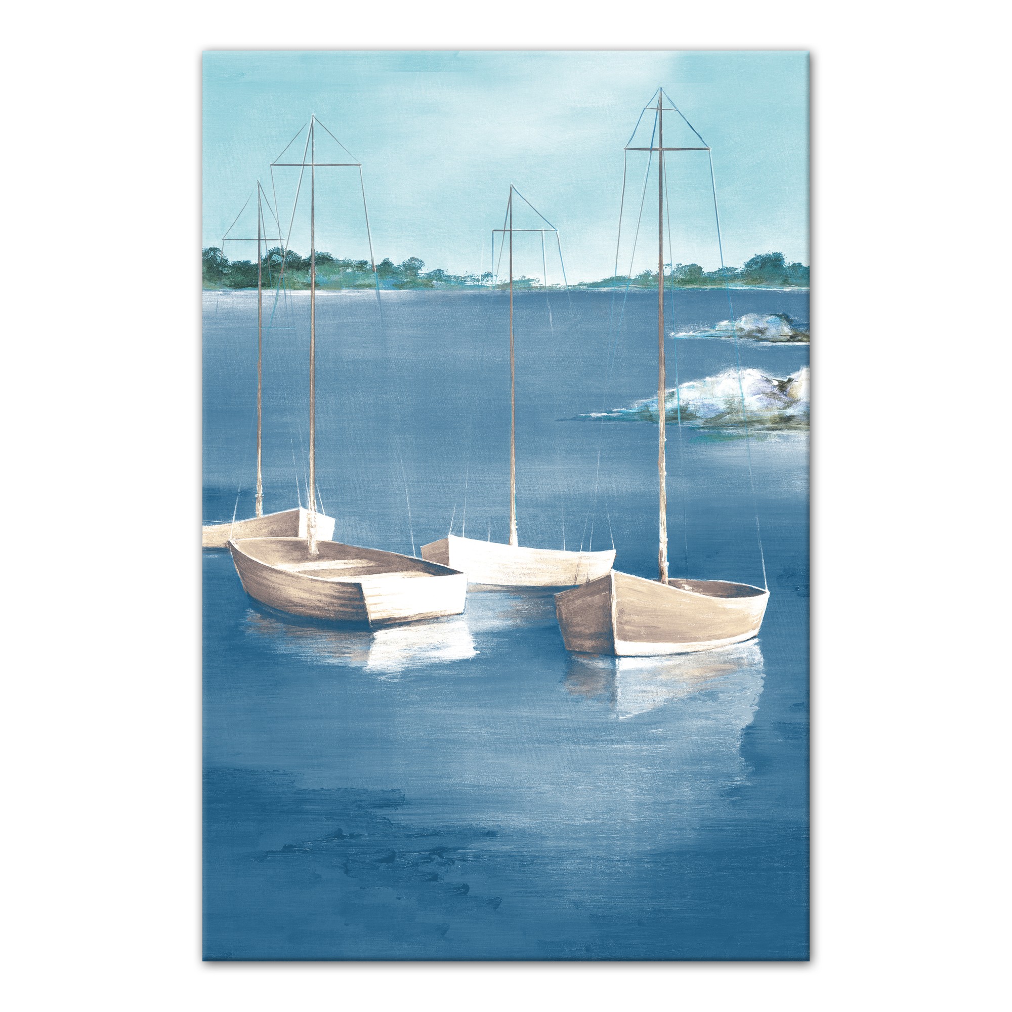 Four Sailboats 20x30 Canvas Wall Art
