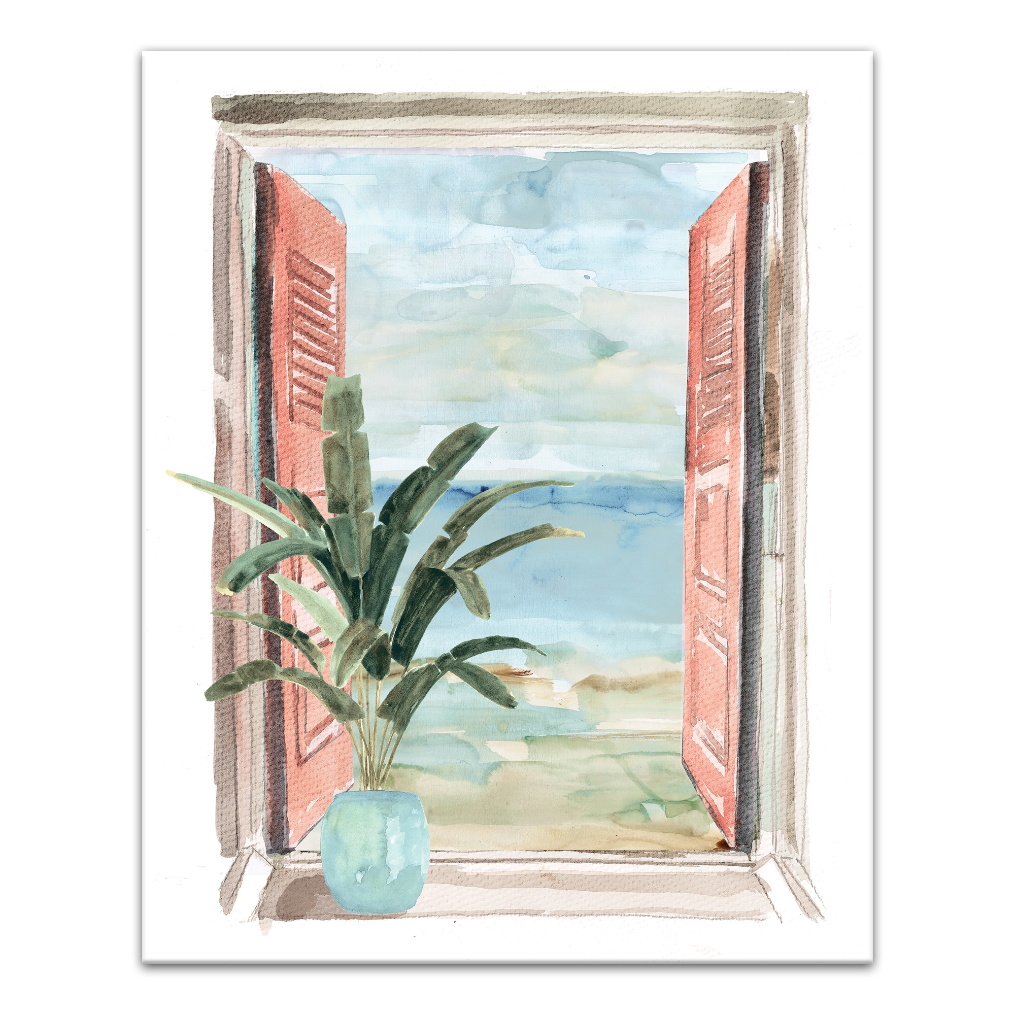 Ocean View Window 16x20 Canvas Wall Art