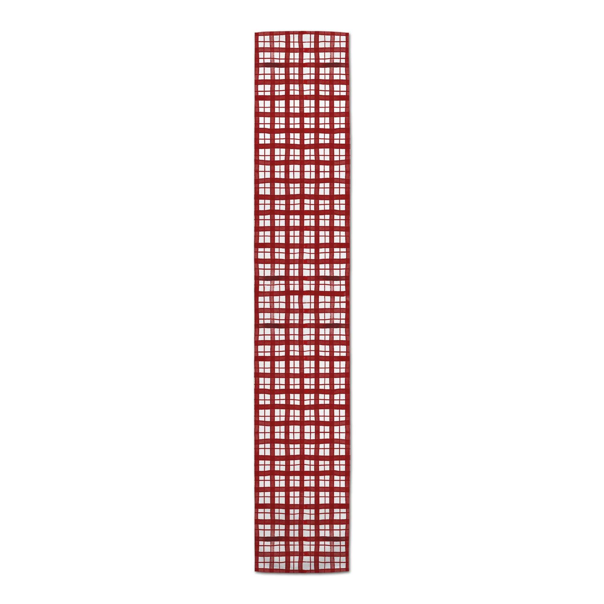 Red And White Plaid Poly Twill Runner
