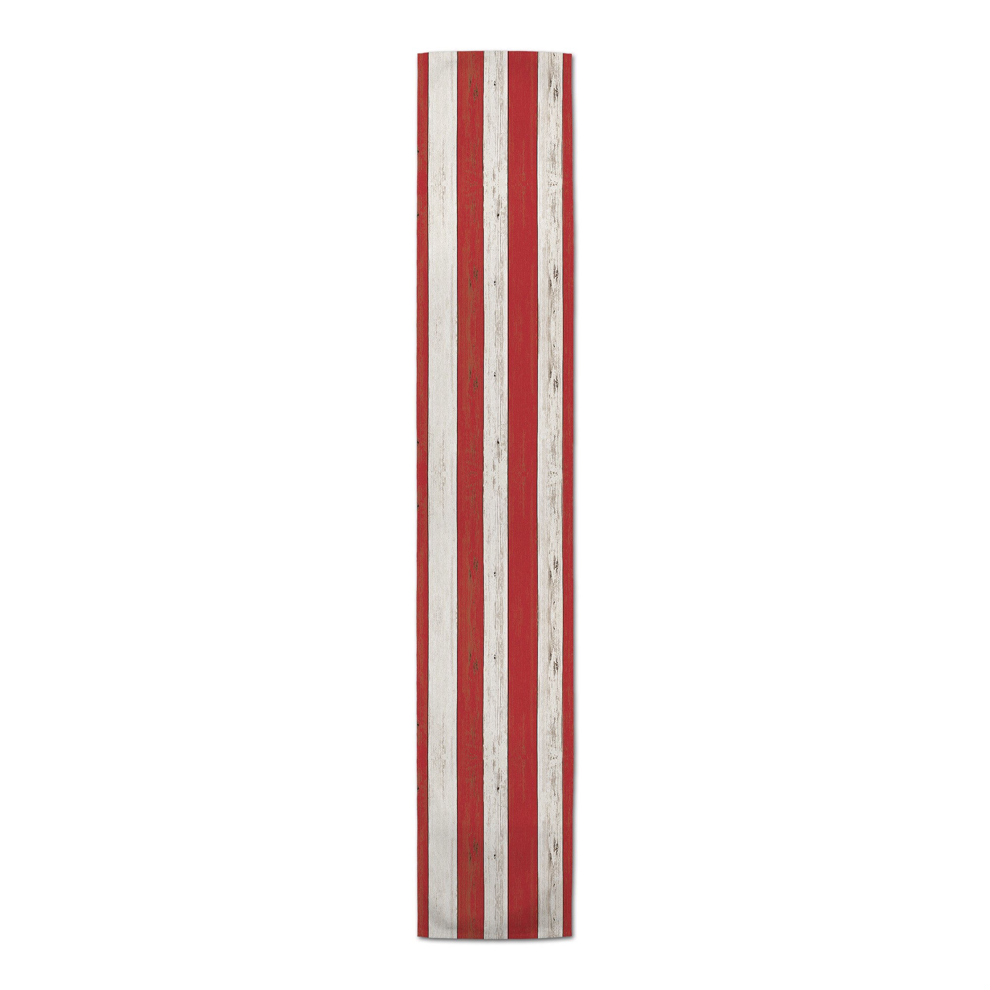 Red And White Stripes With Distressing Poly Twill Runner