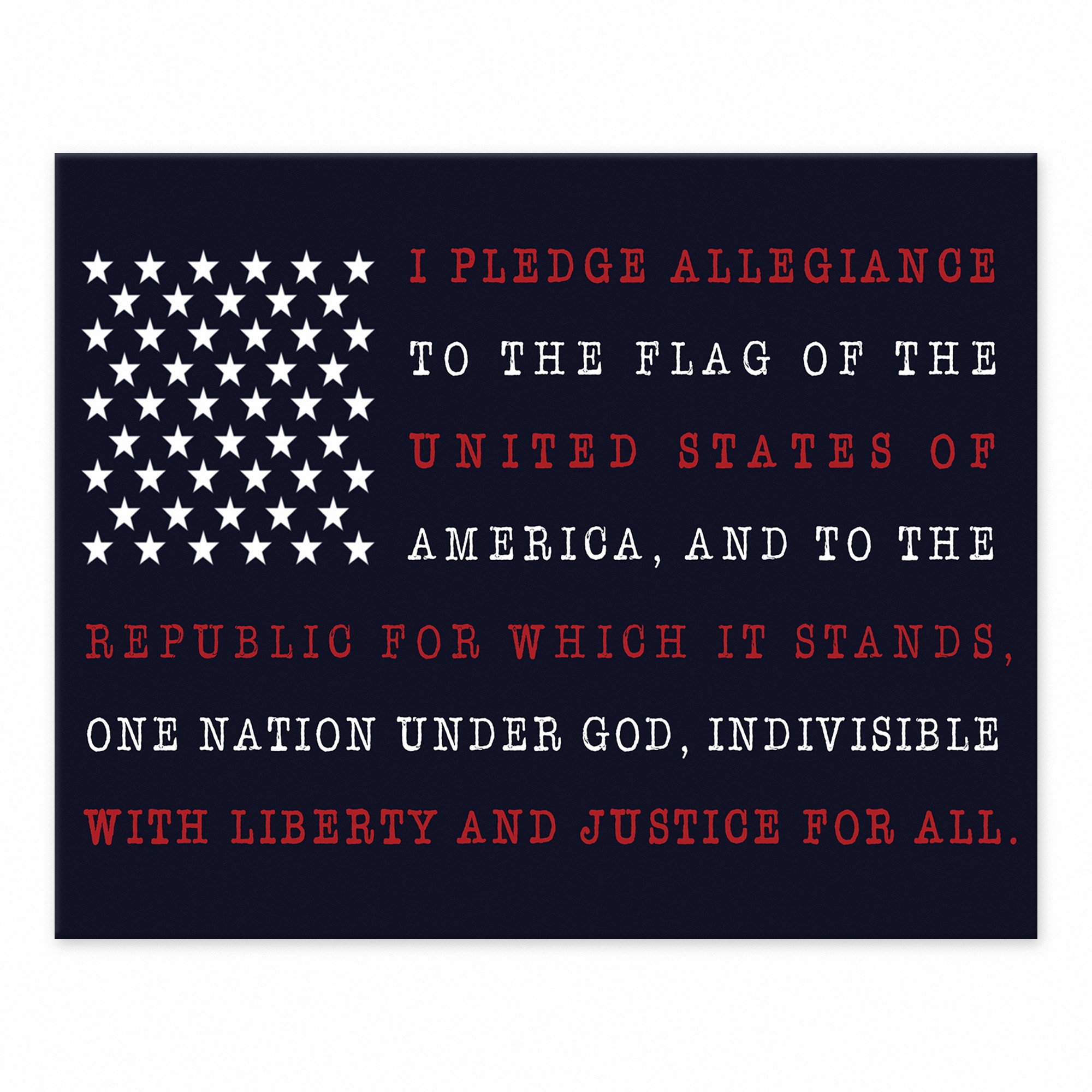 Pledge Of Allegiance Flag 10x8 Tabletop Canvas