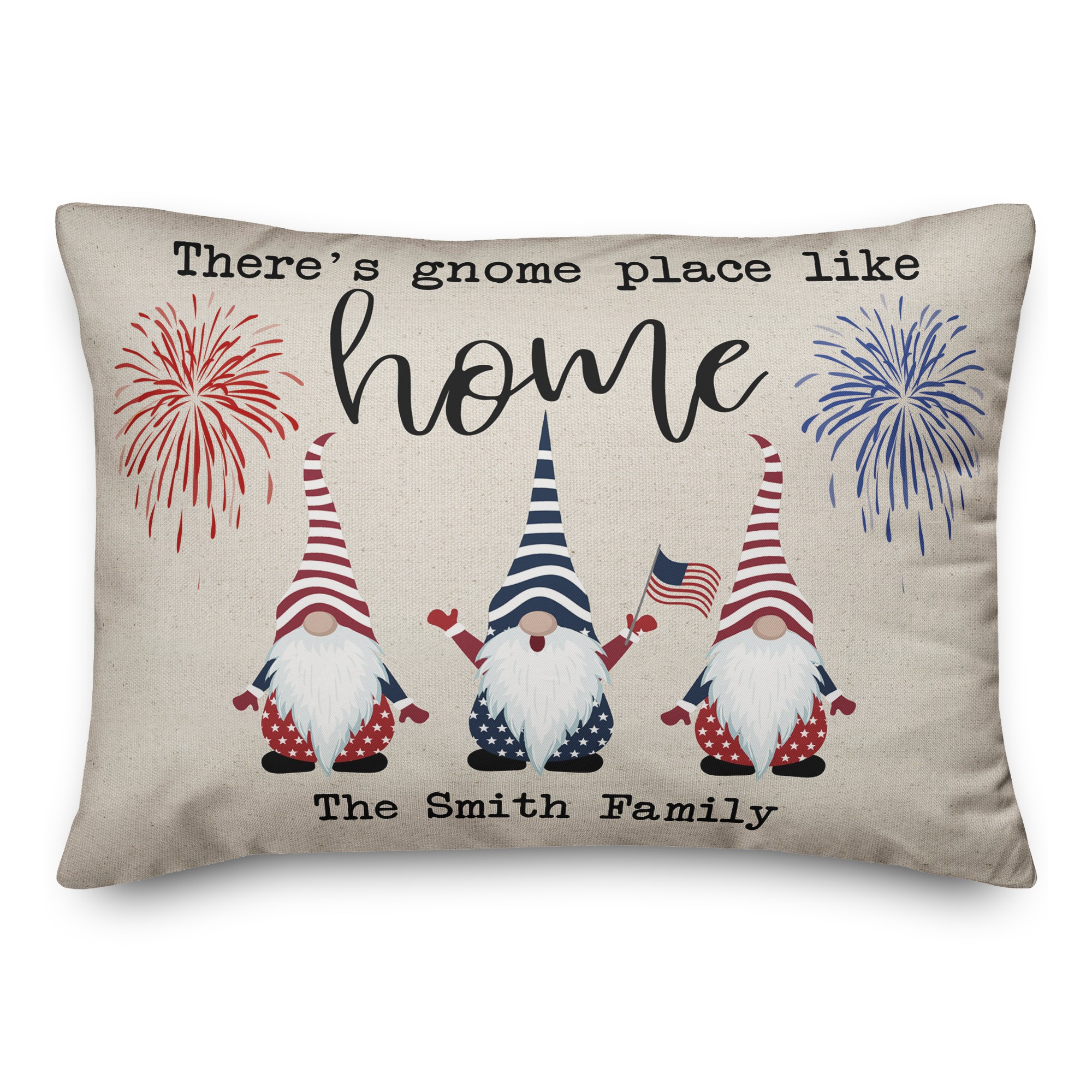 Patriotic Gnomes Personalized 14x20 Spun Poly Pillow