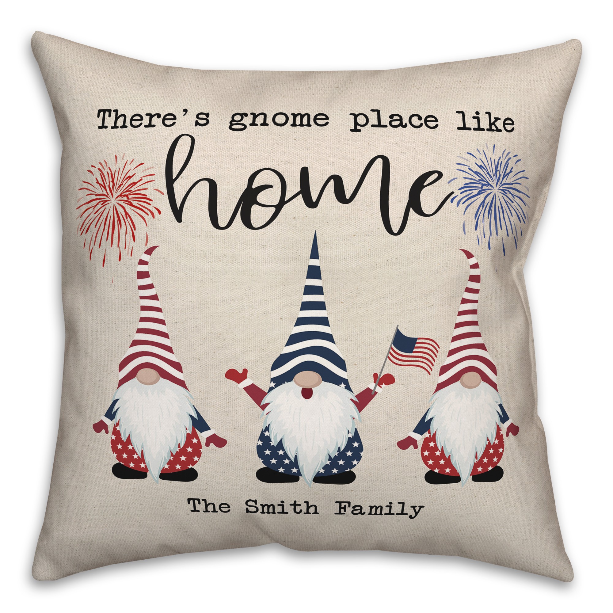 Patriotic Gnomes Personalized 18x18 Spun Poly Pillow