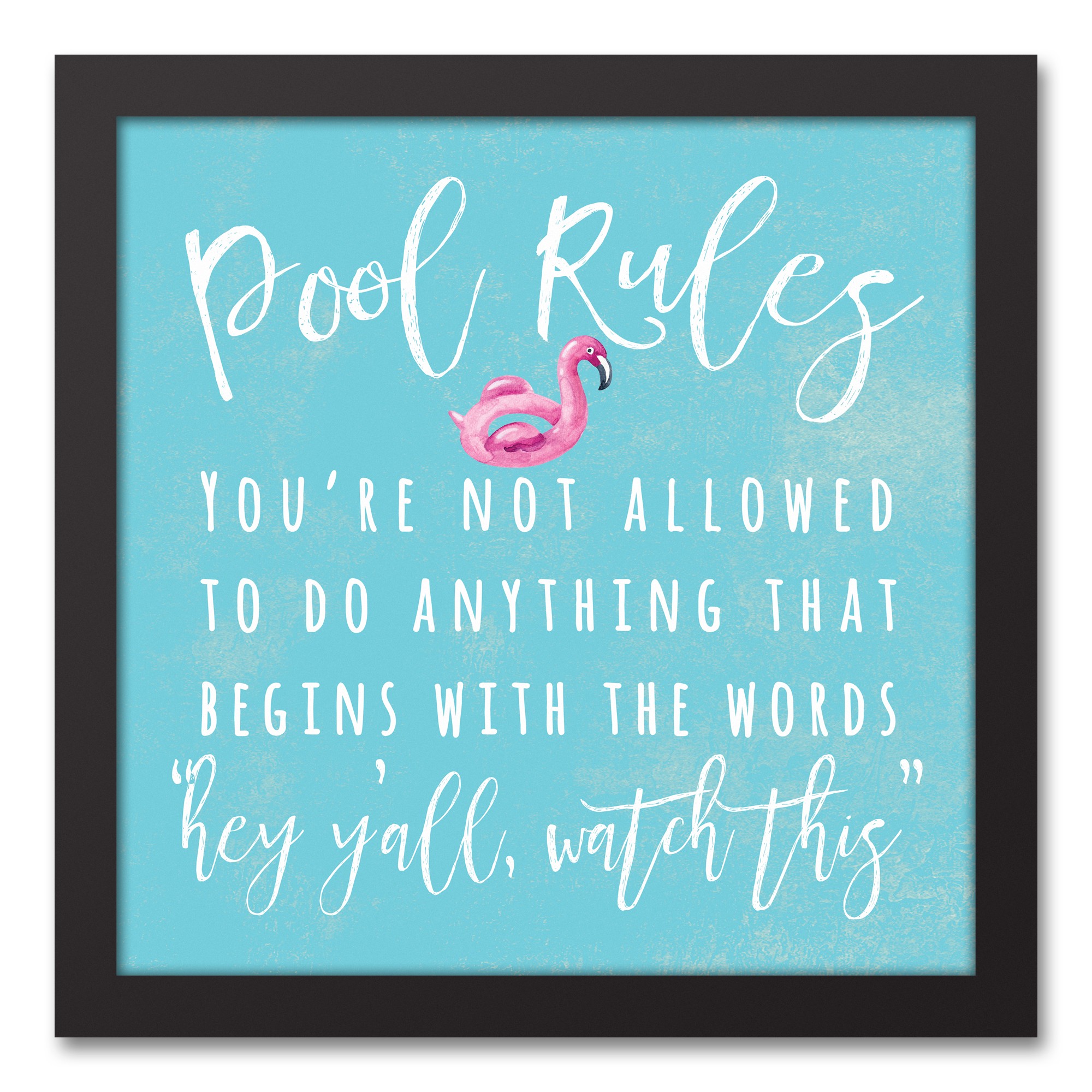 Pool Rules 12x12 Black Framed Canvas