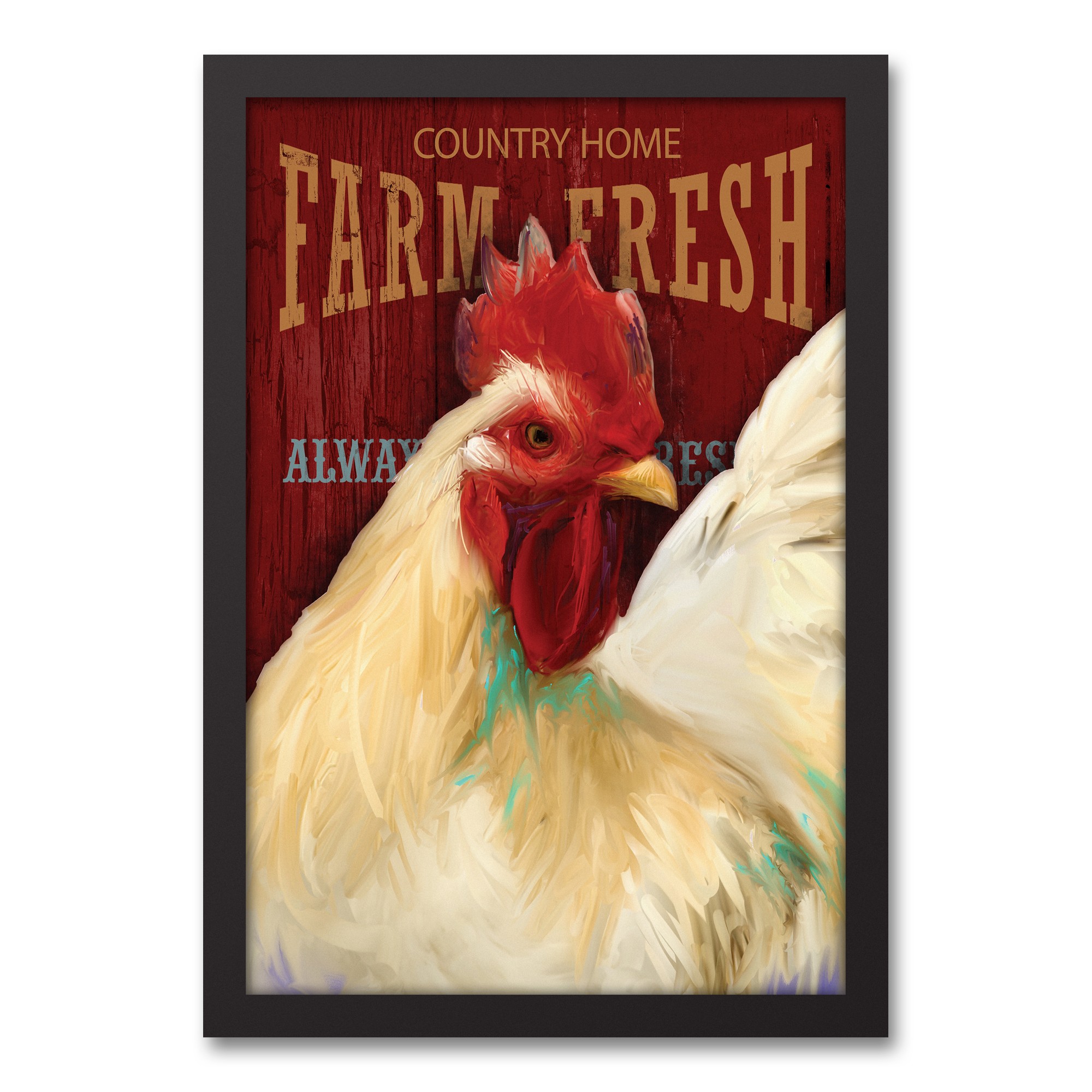 Farm Fresh Rooster 12x18 Black Framed Canvas