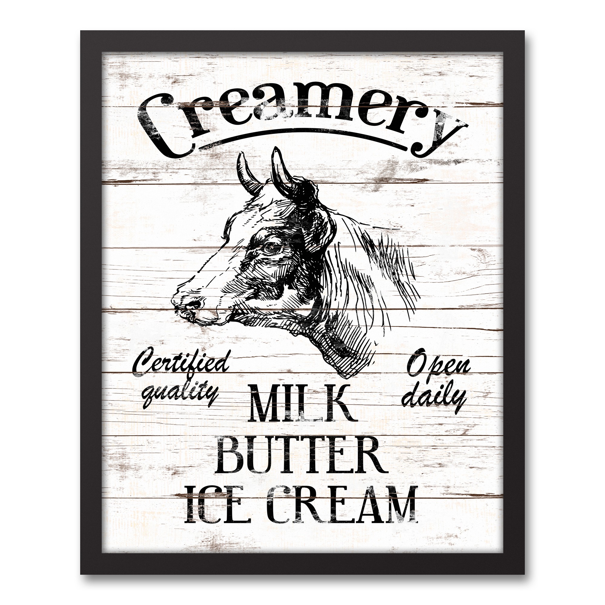 Creamery Sign 16x20 Black Framed Canvas