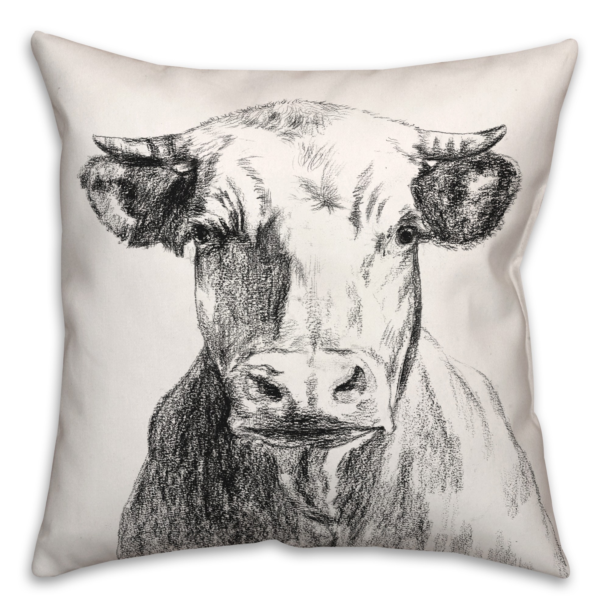 Cow Sketch 18x18 Spun Poly Pillow