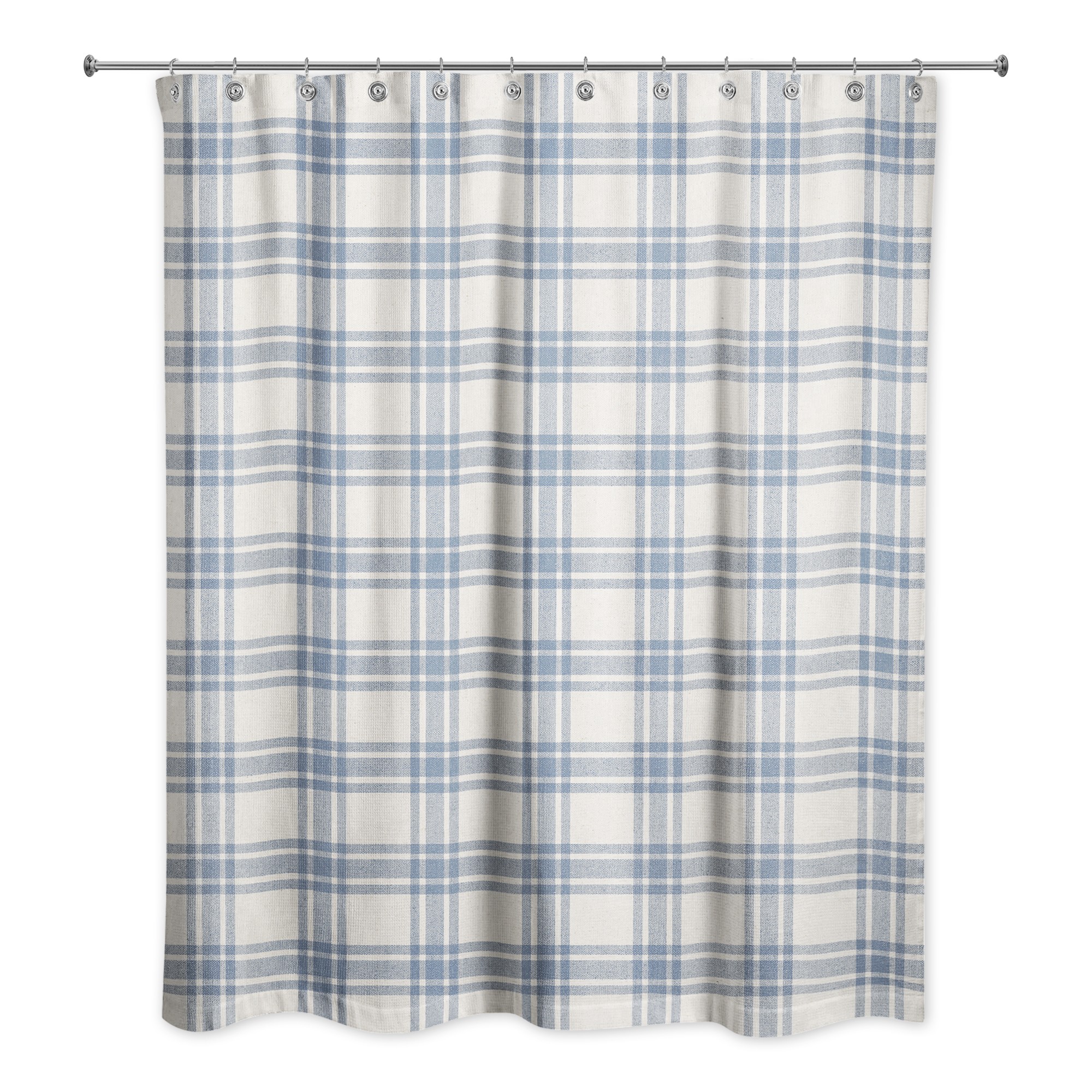 Faded Blue Plaid 71x74 Shower Curtain