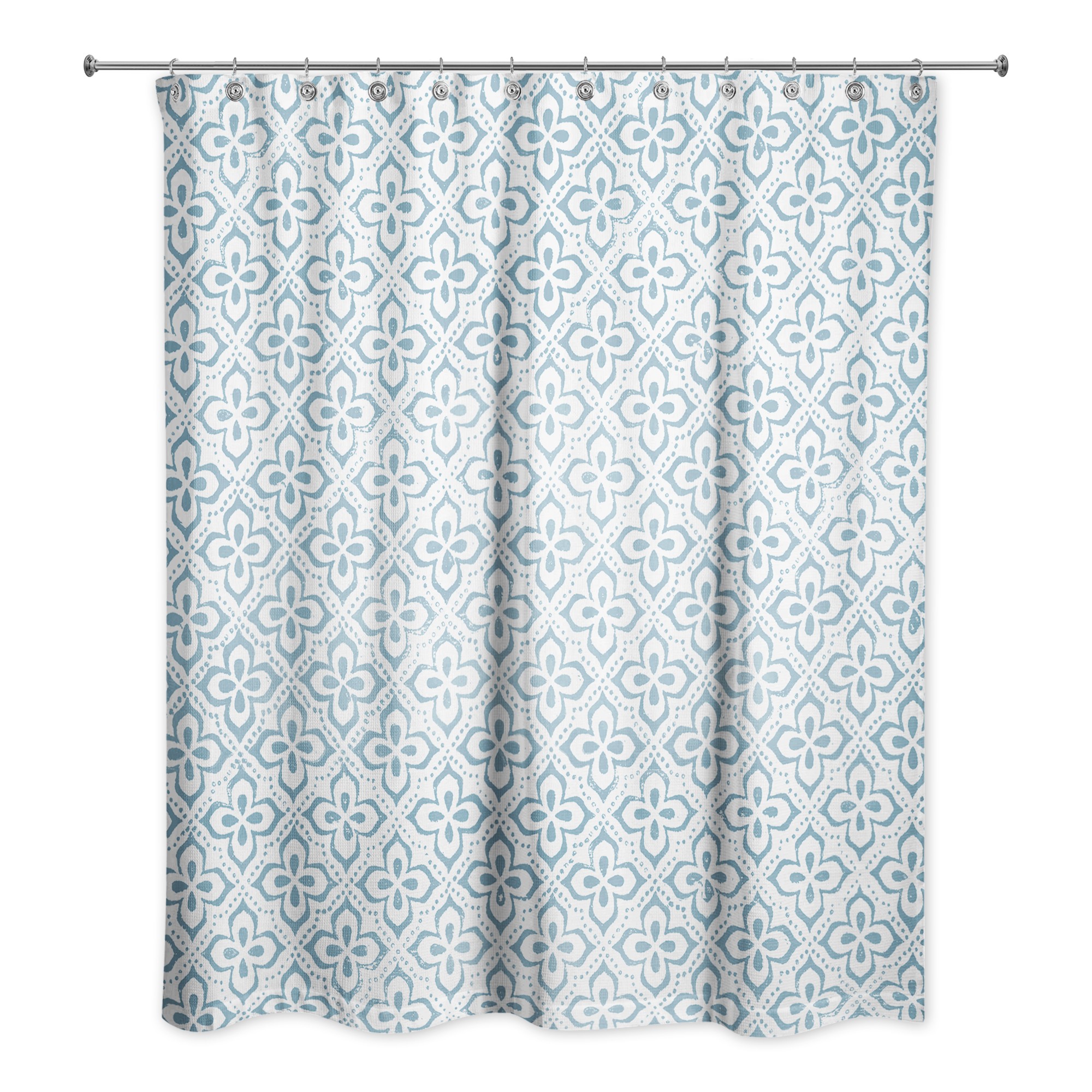 Floral Tile Soft Teal Pattern 71x74 Shower Curtain
