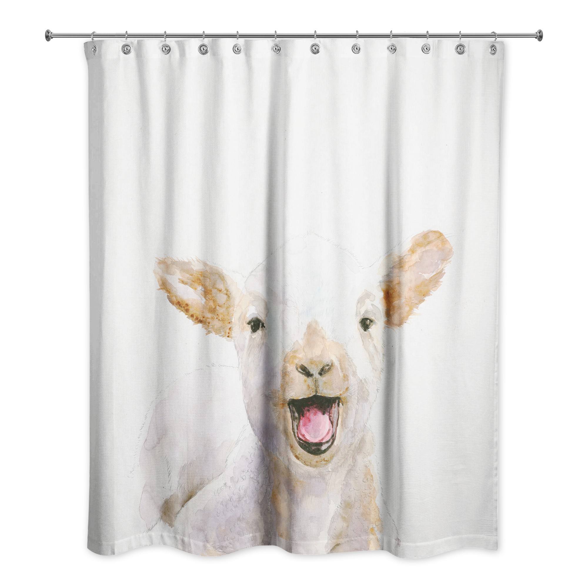 Happy Baby Goat Painting 71x74 Shower Curtain
