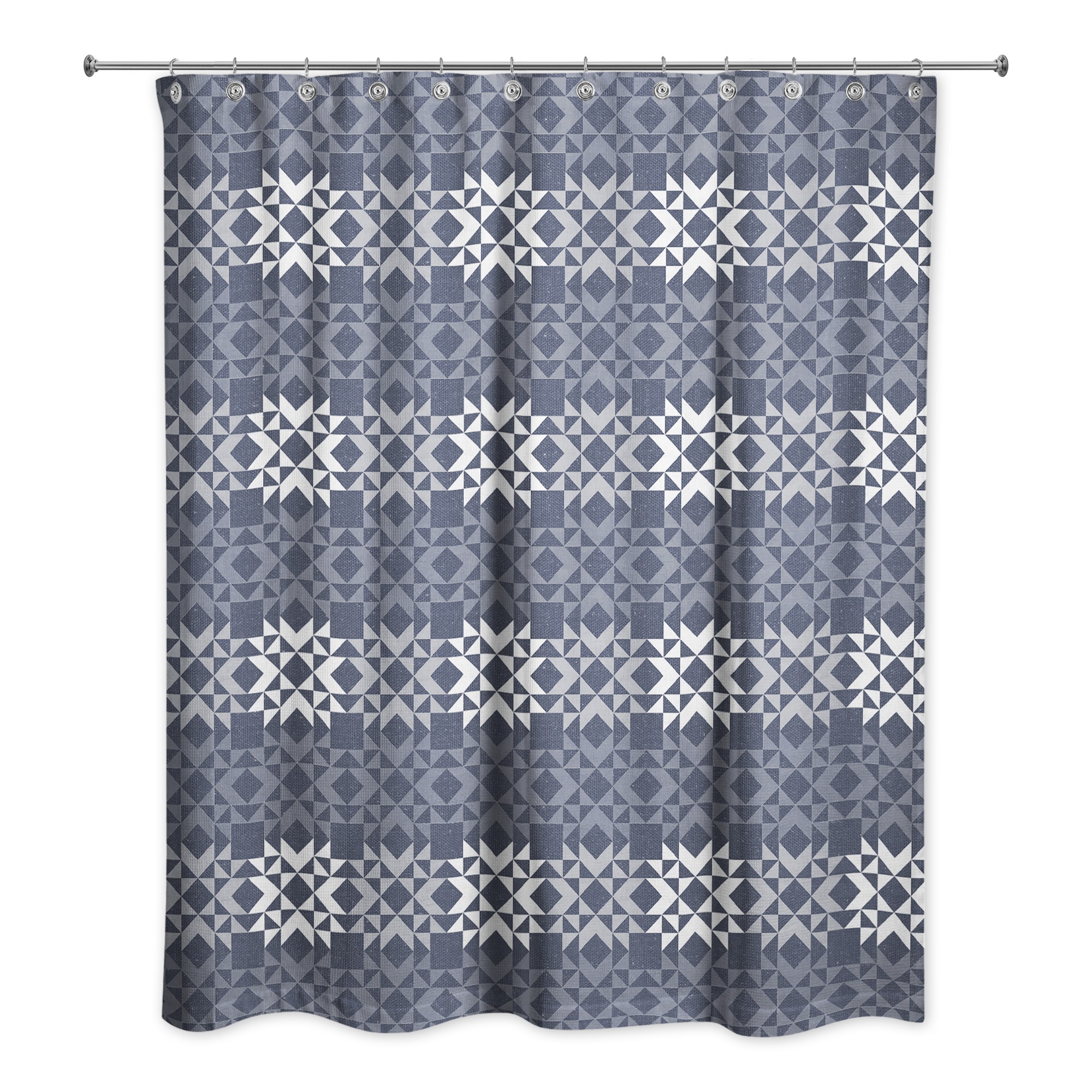 Navy Barn Star Spice Pattern 71x74 Shower Curtain