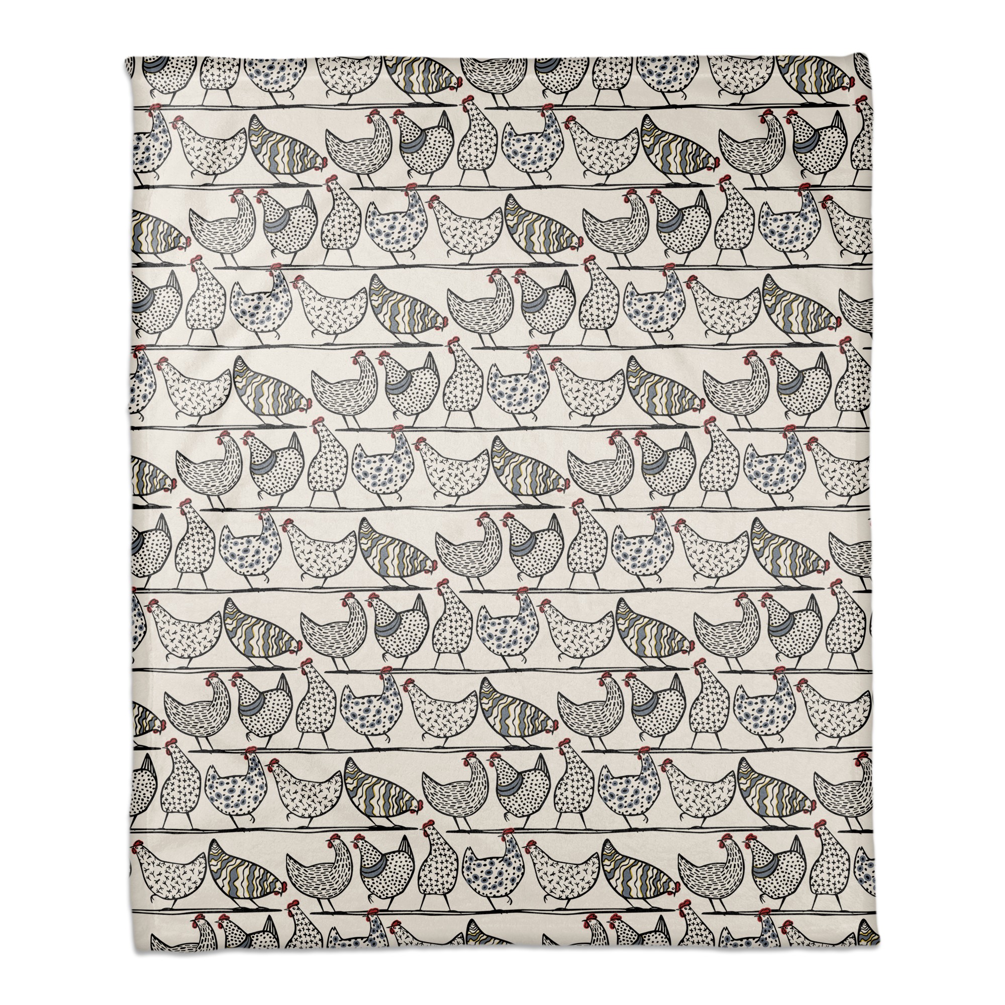 Chicken Sketch Pattern 50x60 Coral Fleece Blanket