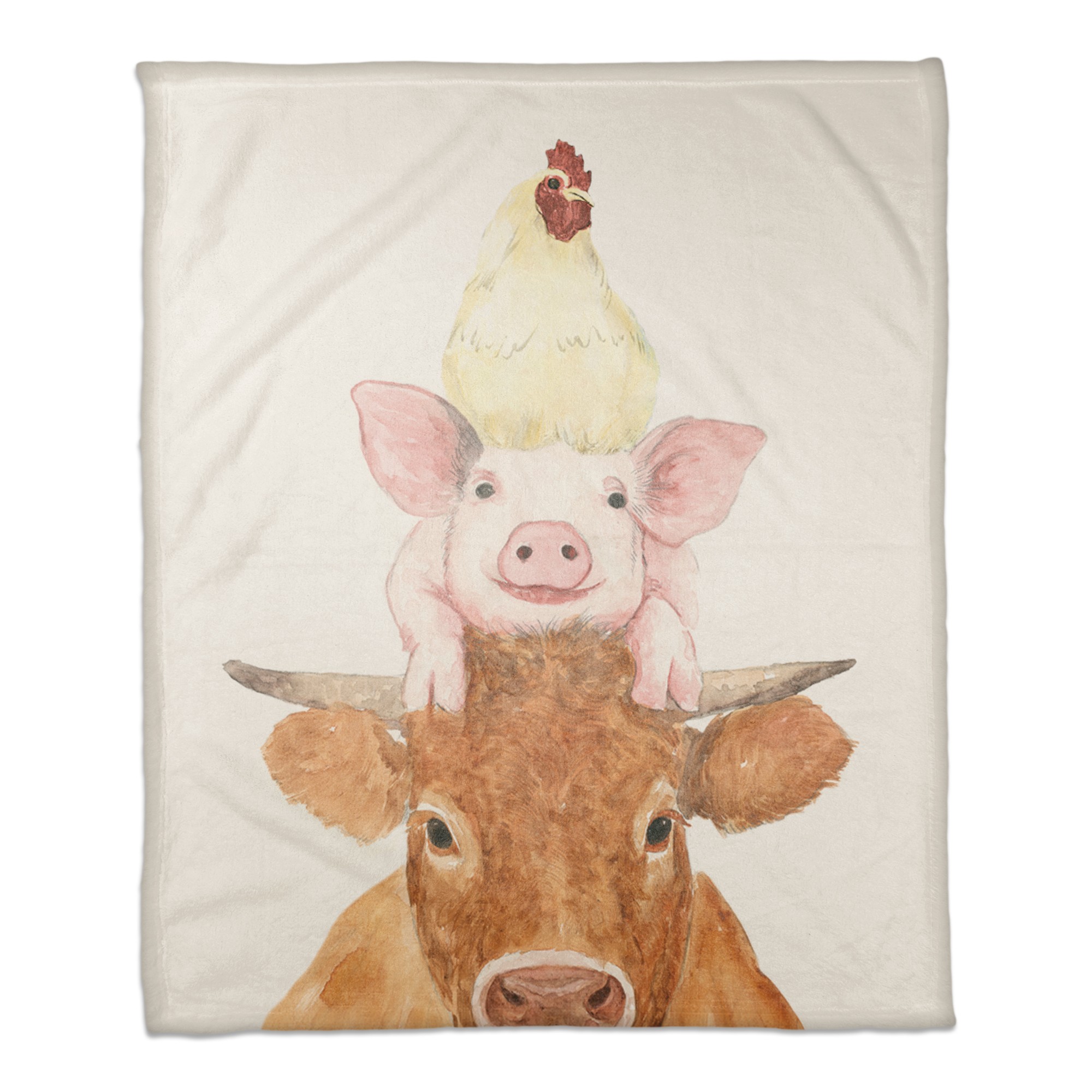 Stacked Farm Animals 50x60 Coral Fleece Blanket