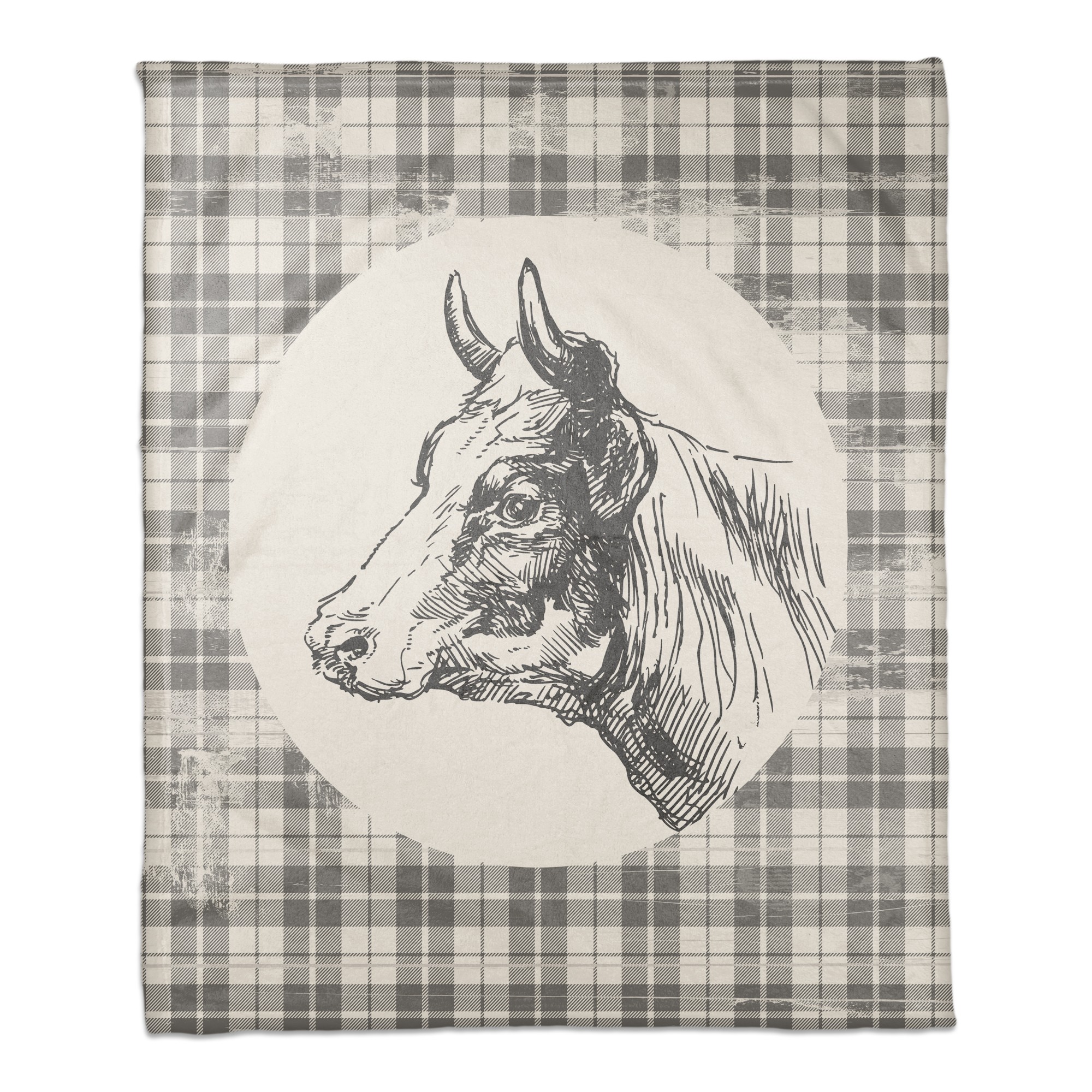Gray Plaid Cow 50x60 Coral Fleece Blanket