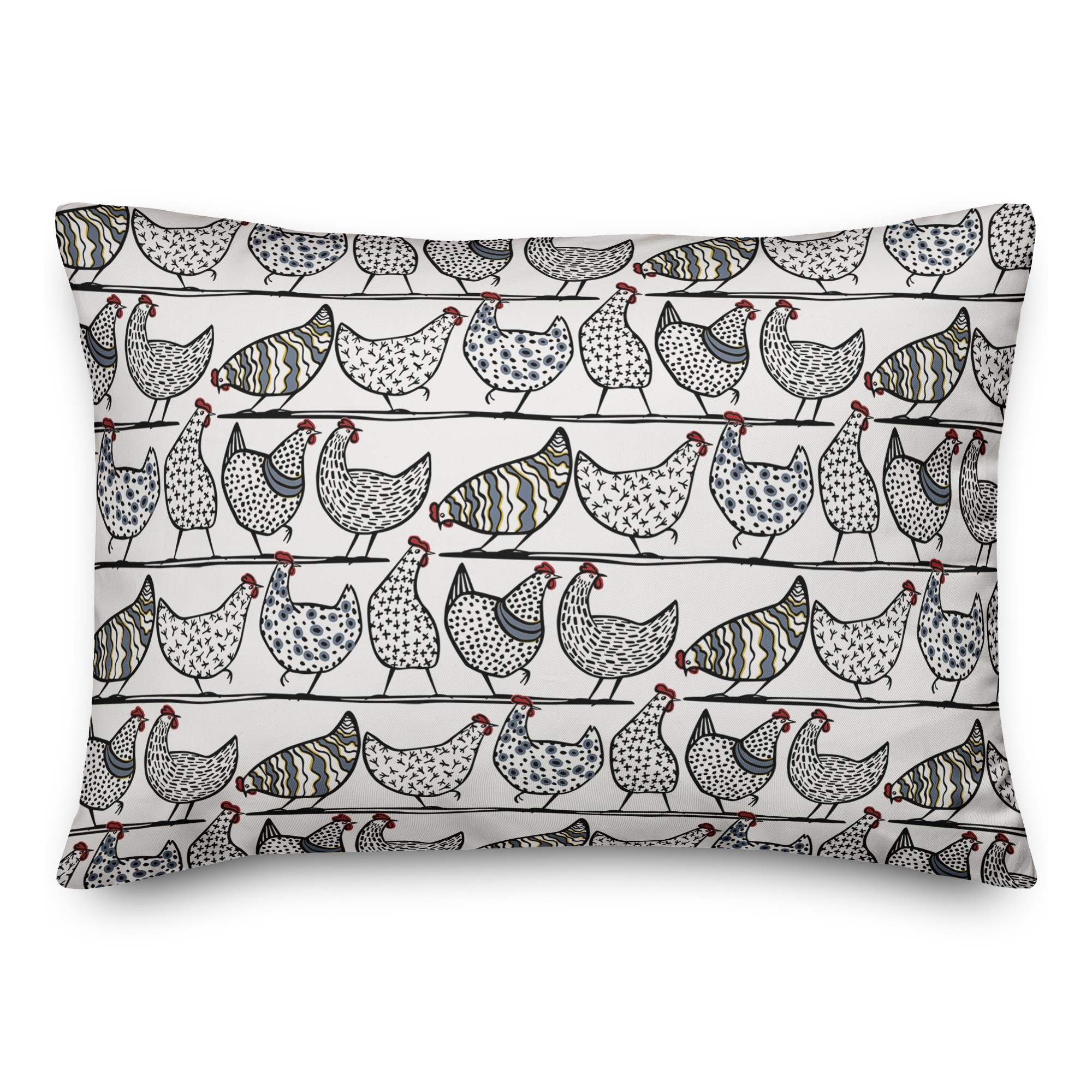 Chicken Sketch Pattern 14x20 Spun Poly Pillow