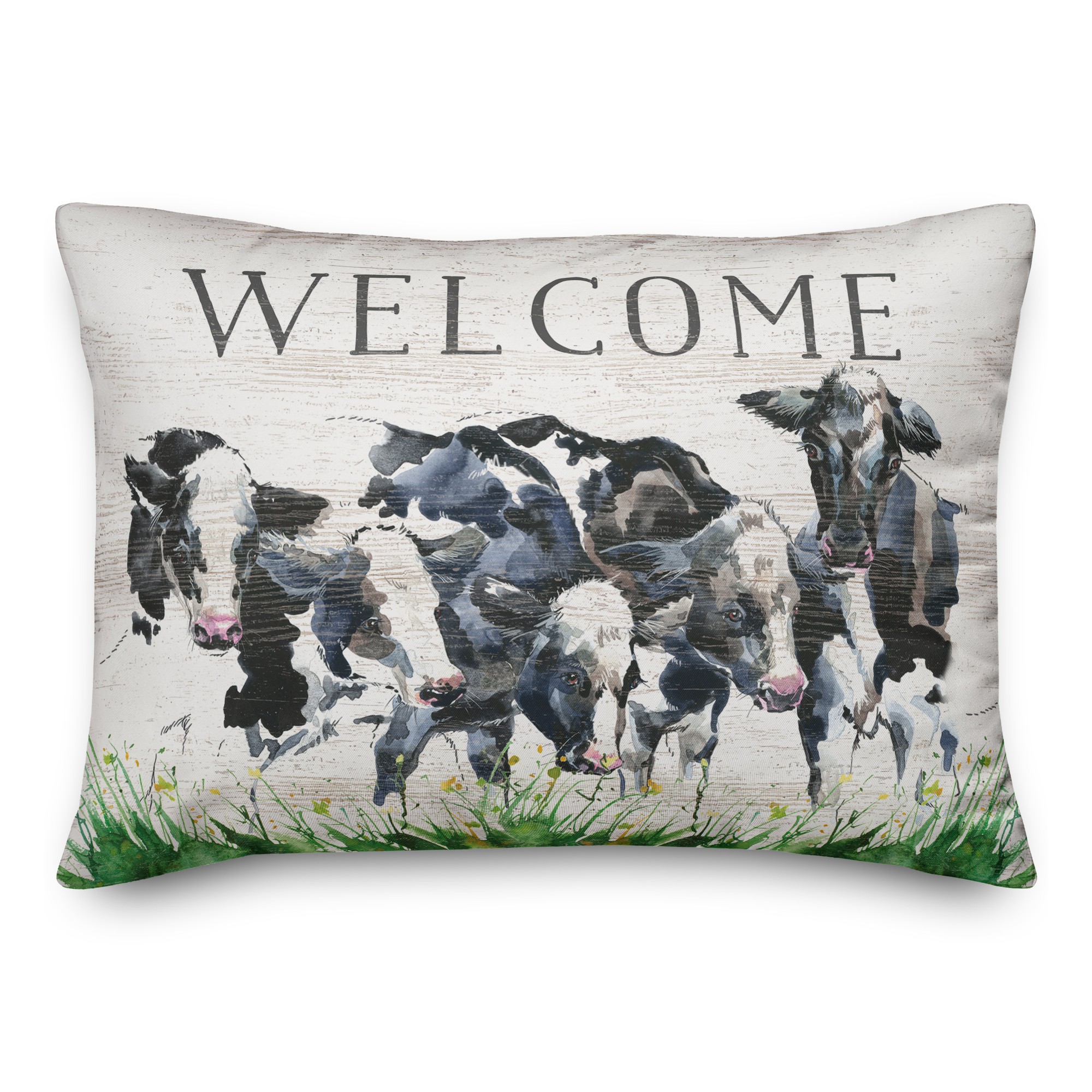 Cows In Yellow Meadow 14x20 Spun Poly Pillow