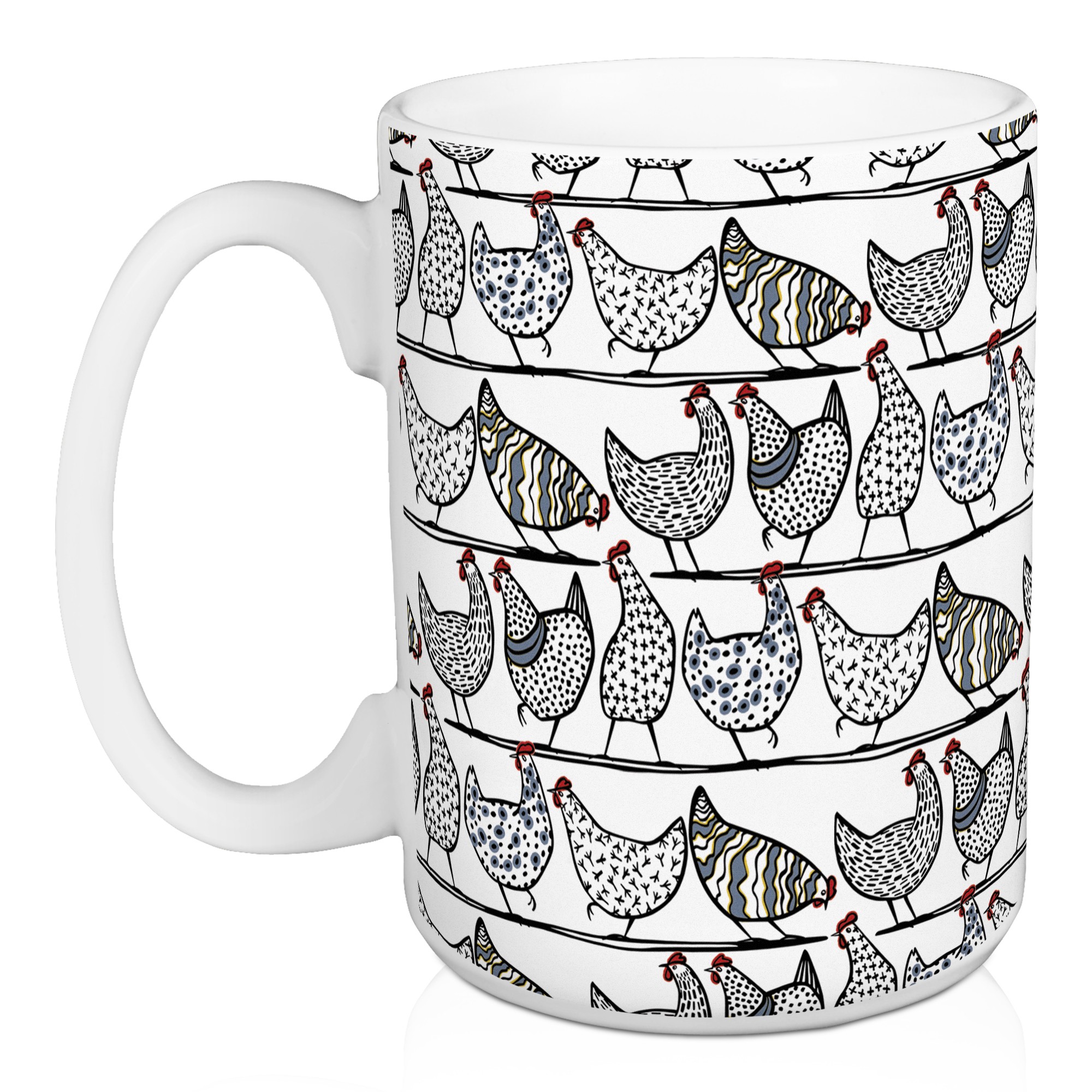 Chicken Sketch Pattern 15 oz Mug