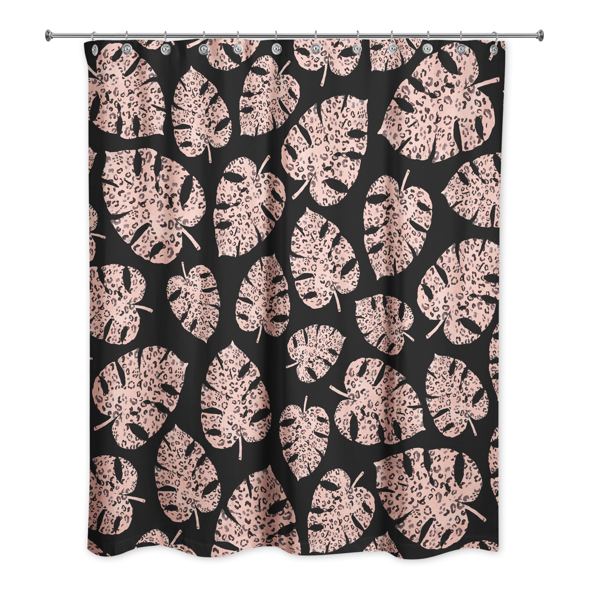 Pink Cheetah-Monstera 71x74 Shower Curtain